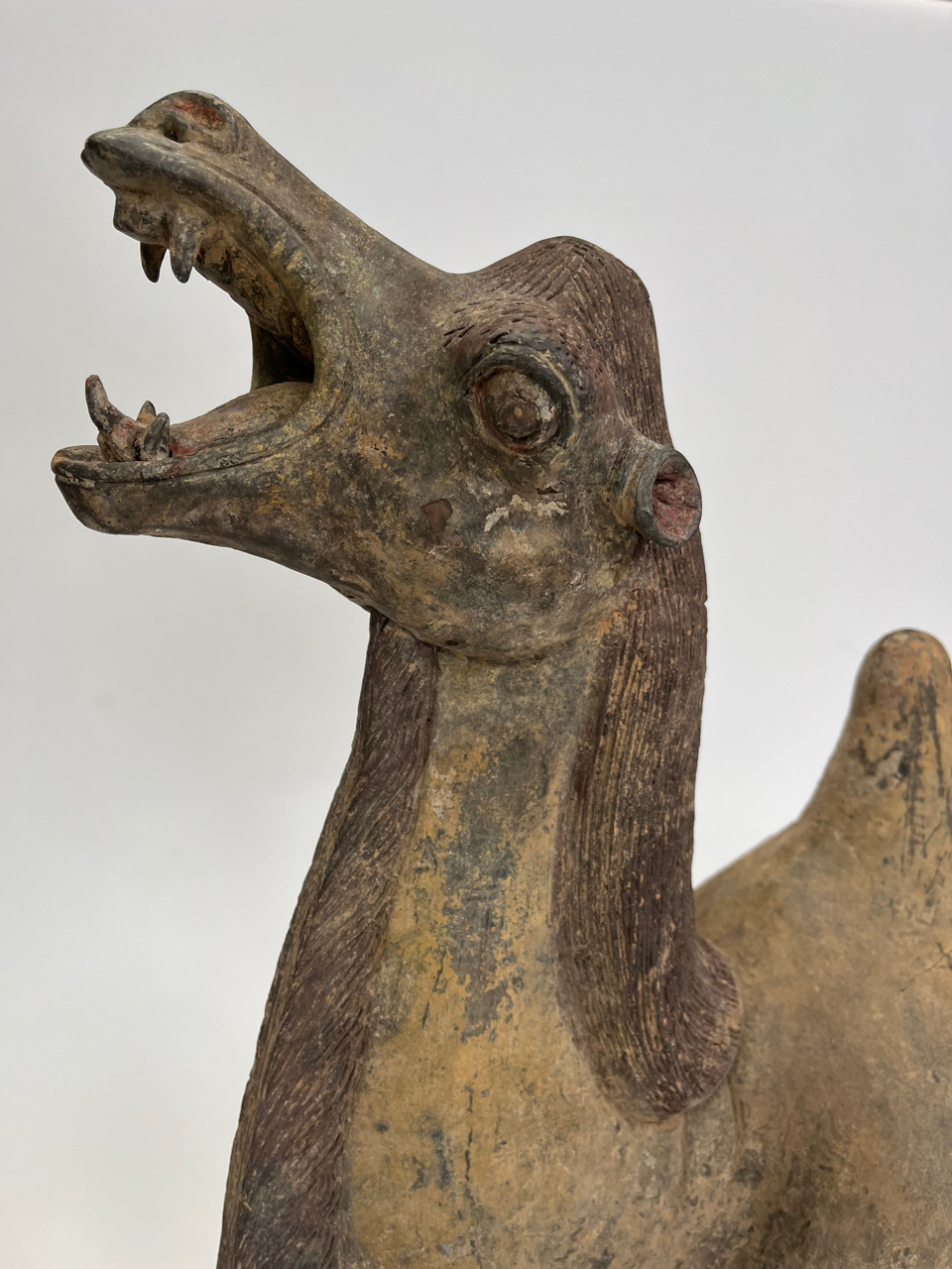 A LARGE CHINESE UNGLAZED GREY POTTERY CAMEL WITH DETACHABLE RIDER, TANG DYNASTY, 618 – 907 AD - Image 3 of 18