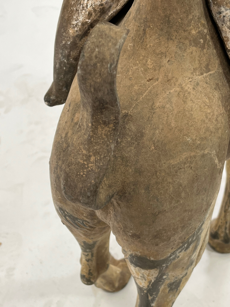 A LARGE CHINESE UNGLAZED GREY POTTERY CAMEL WITH DETACHABLE RIDER, TANG DYNASTY, 618 – 907 AD - Image 14 of 18