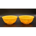 A PAIR OF CHINESE ‘IMPERIAL’ YELLOW GLASS BOWLS, QING DYNASTY, 19TH CENTURY