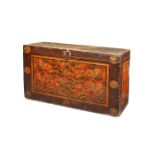 A TIBETAN PAINTED POLYCHROME WOODEN ‘DRAGON’ CHEST, 17TH CENTURY