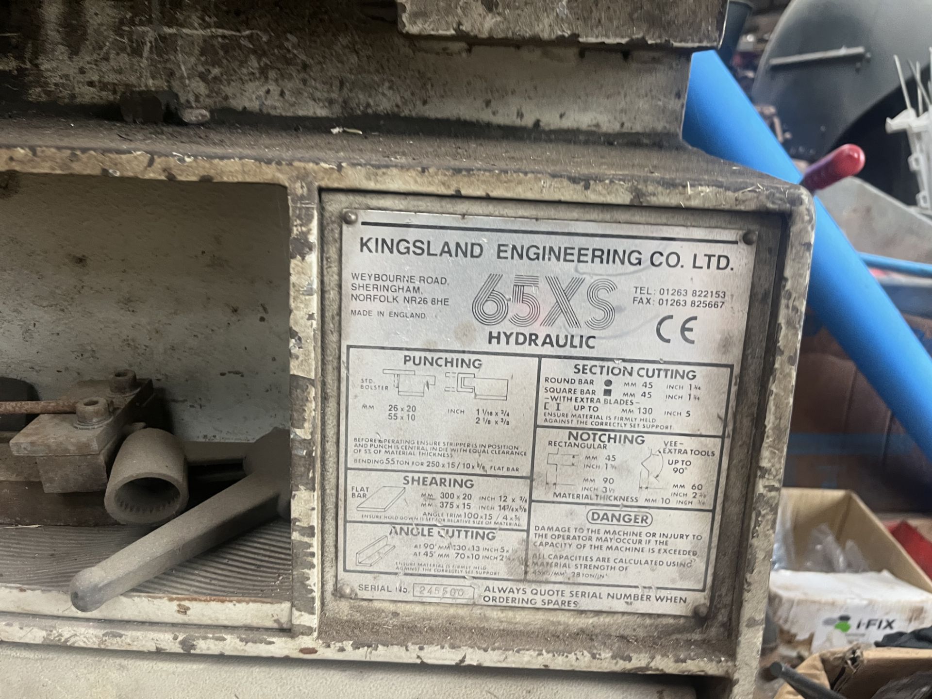 KINGSLAND ENGINEERING 65XS COMPACT STEELWORKER - Image 2 of 3