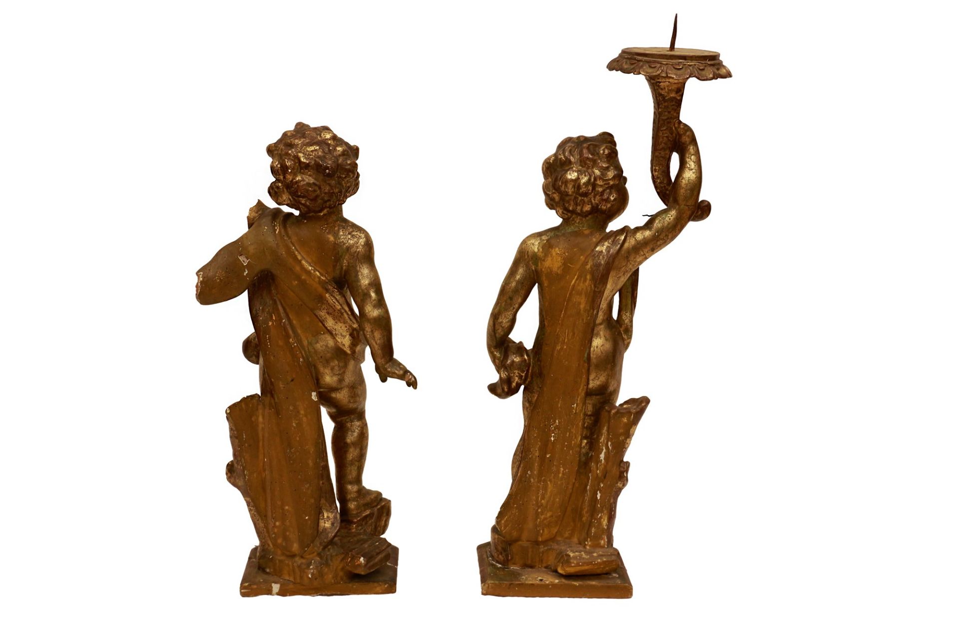 Coppia di angeli portacero in legno dorato e intagliato - Bild 3 aus 3