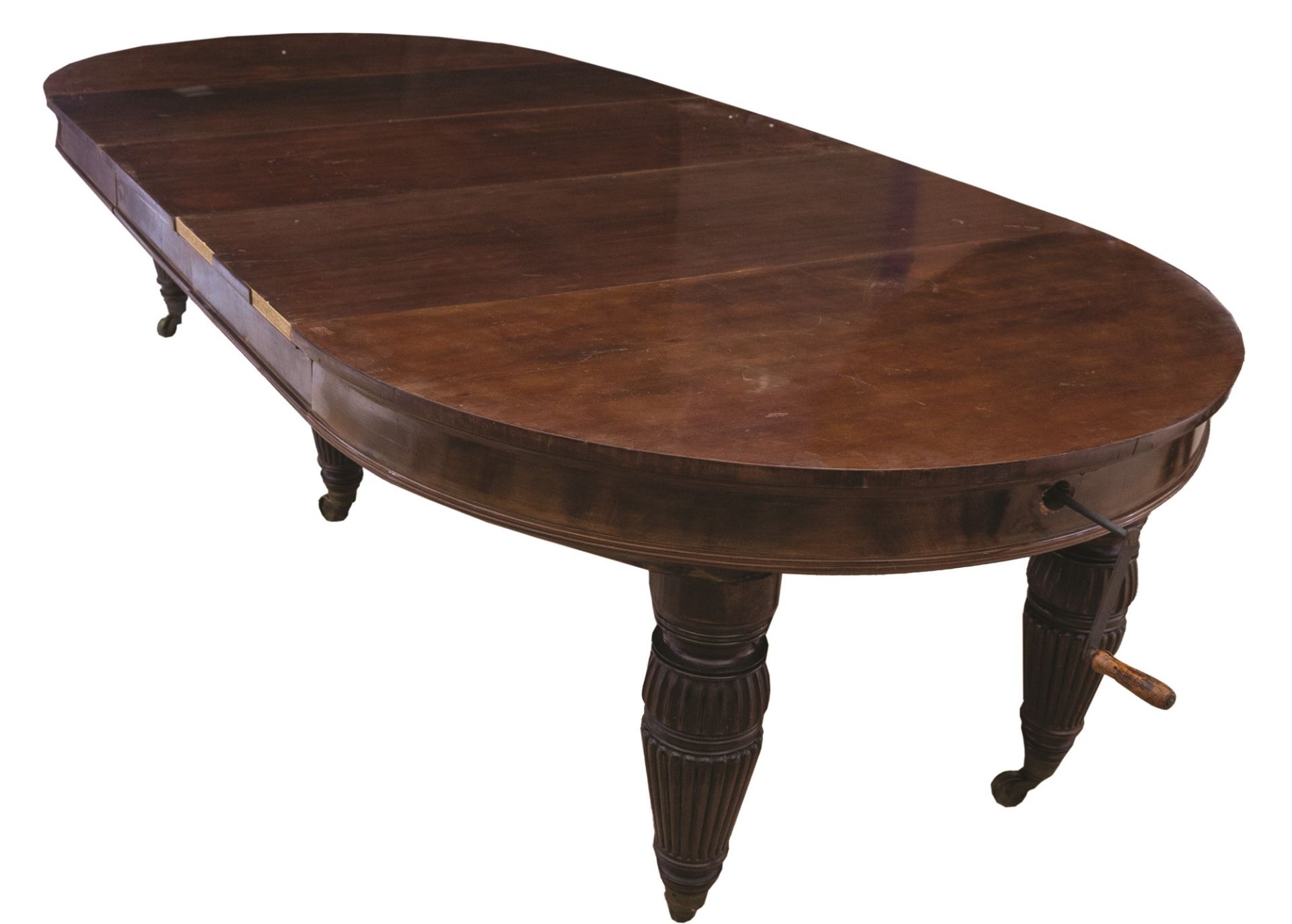 Grande tavolo tondo allungabile in mogano. Inghilterra, epoca Vittoriana. - Image 4 of 5
