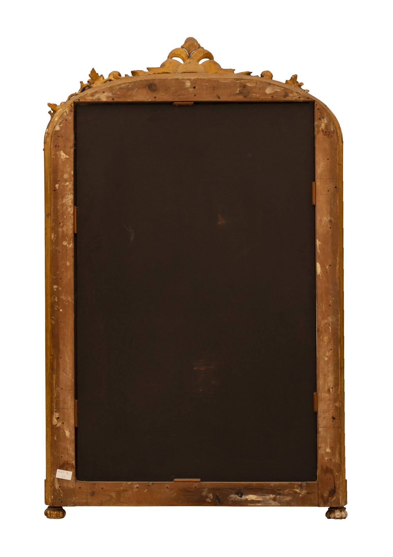 Specchiera caminiera in legno dorato con cimasa centinata - Image 2 of 2