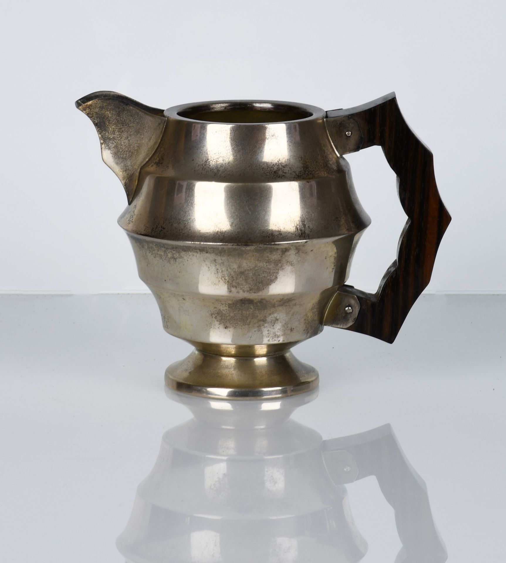 Servizio da the e caffè Art Decò anni ’40 in argento 800 con manici in legno mistilinei - Image 6 of 13