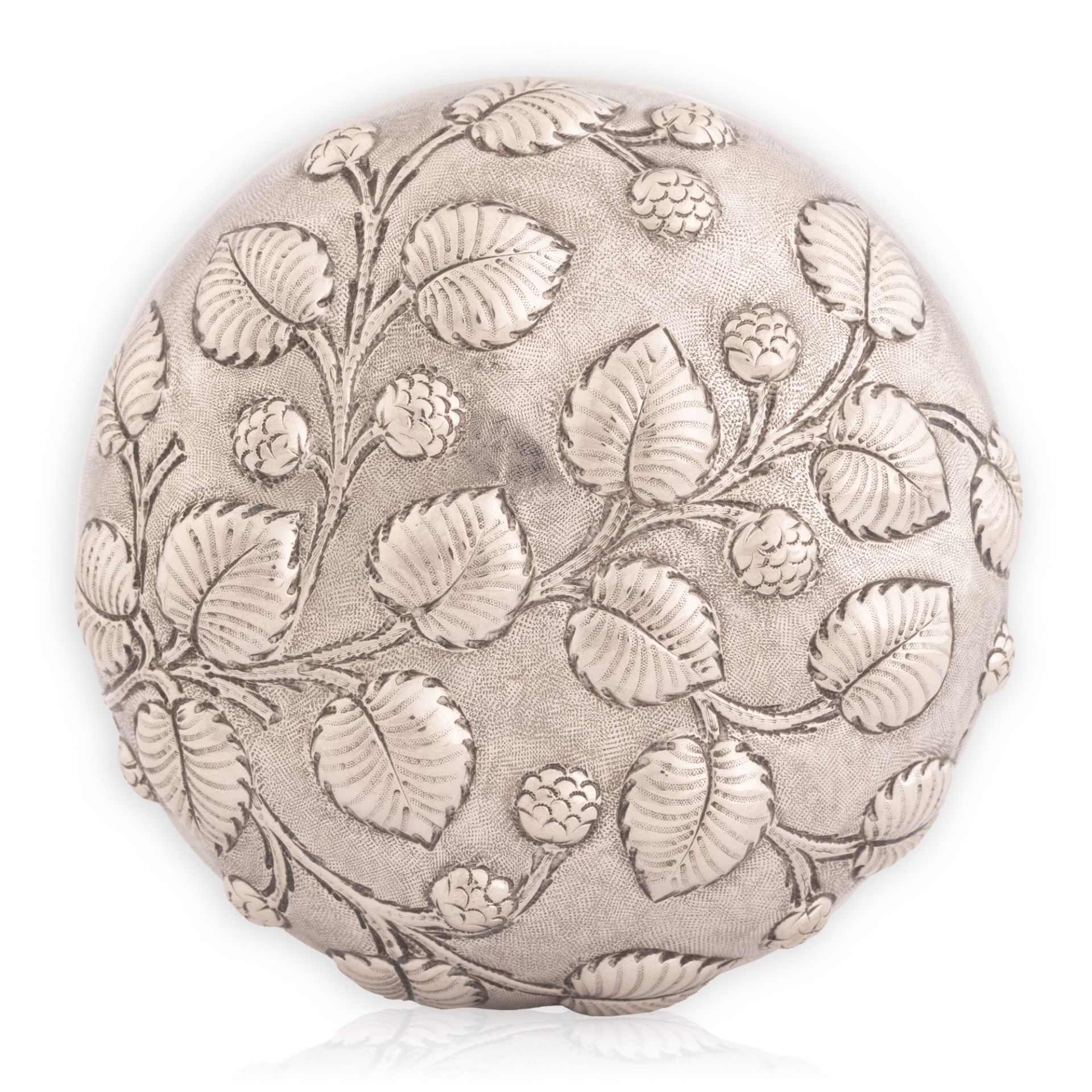 Scatola in argento Buccellati porta bon bon con coperchio cesellato con foglie di fragola - Bild 2 aus 4