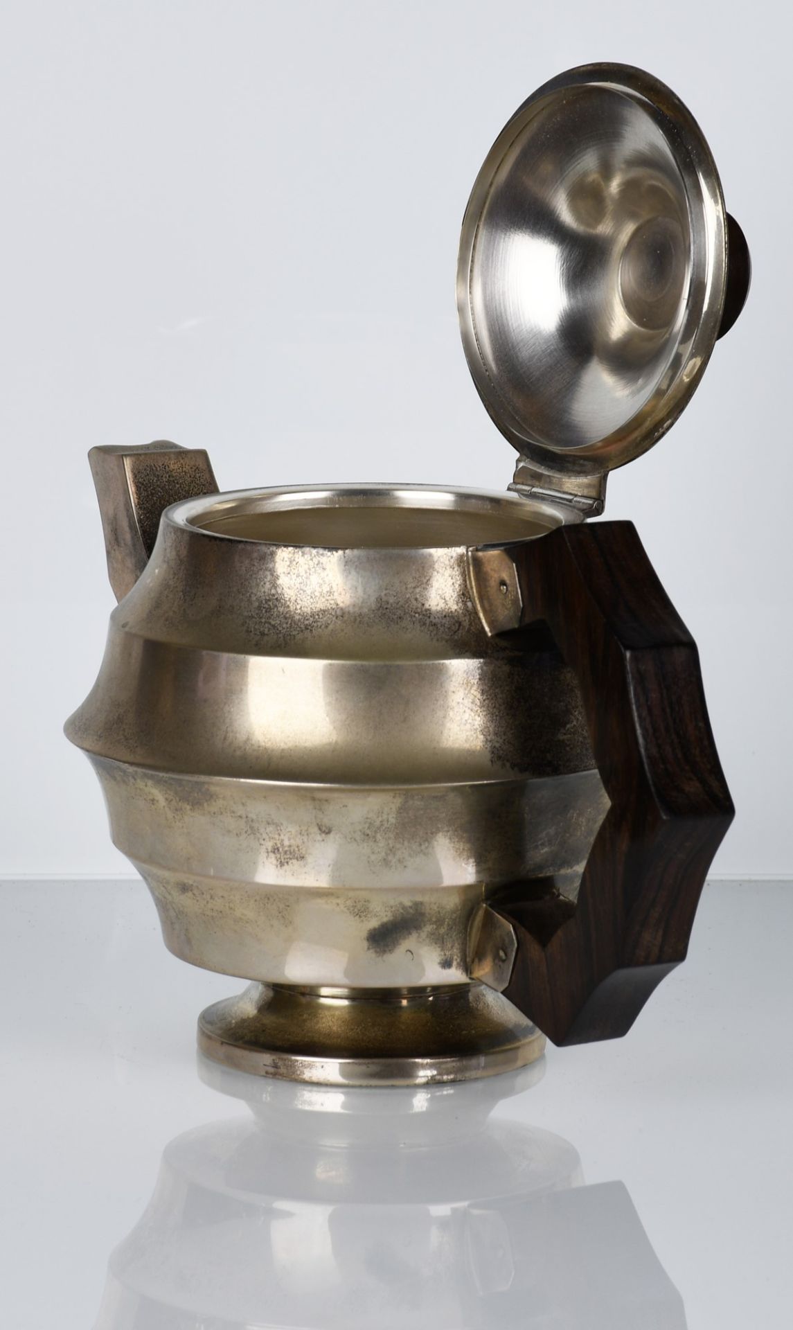 Servizio da the e caffè Art Decò anni ’40 in argento 800 con manici in legno mistilinei - Image 9 of 13