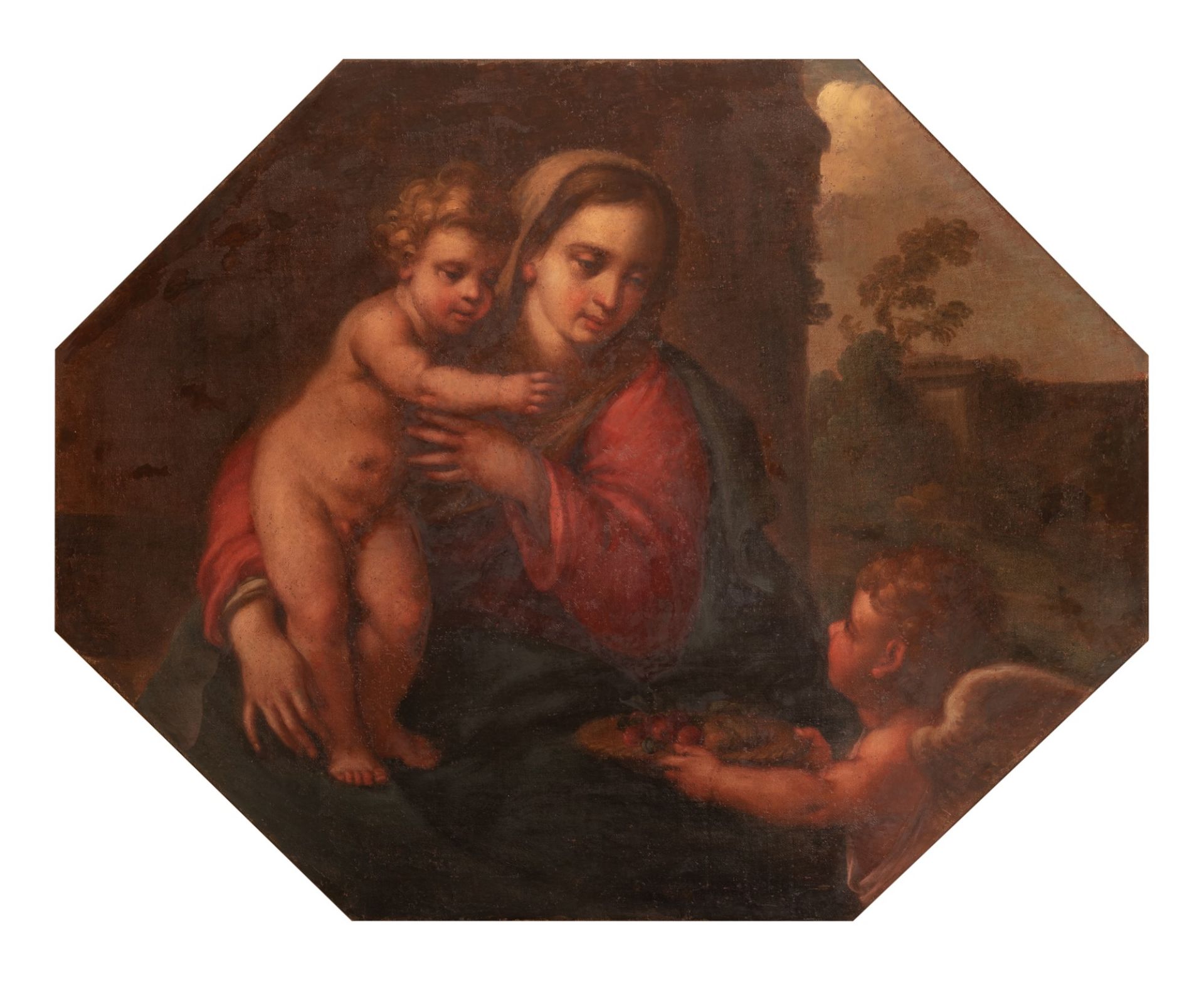 Madonna con Bambino e un angelo che offre cesta di frutta - Bild 2 aus 6