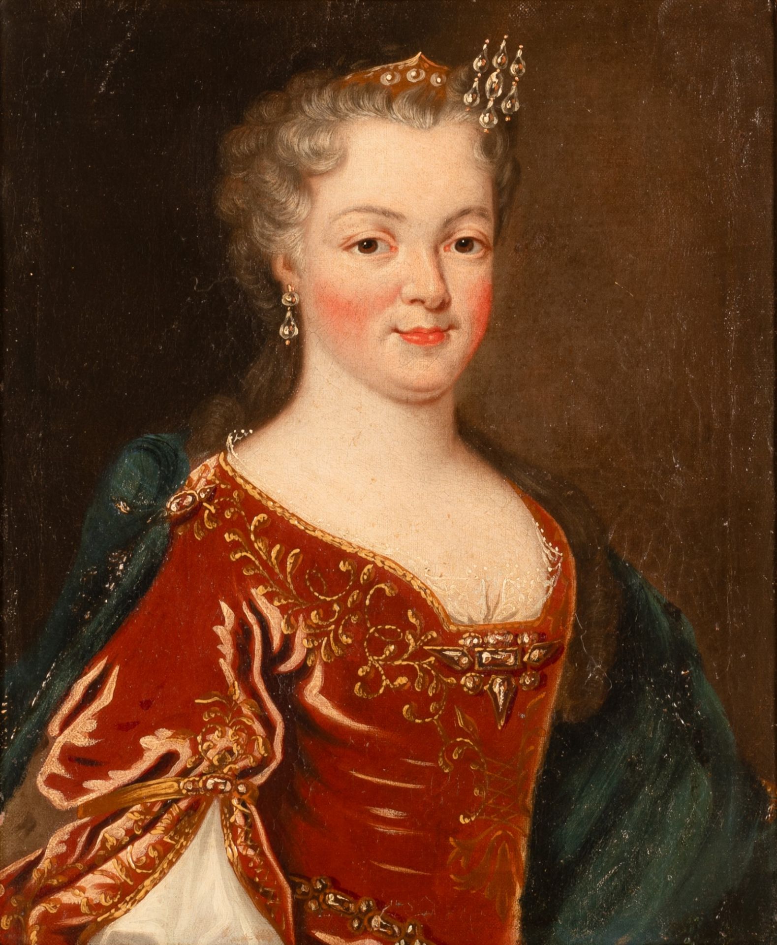 Coppia di dipinti olio su tela raffiguranti Luigi XV di Borbone e la regina consorte Maria Leszczyns - Bild 13 aus 18