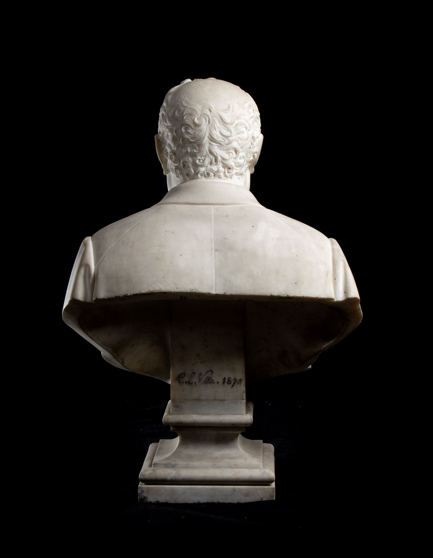 Busto virile in marmo bianco - Image 4 of 5
