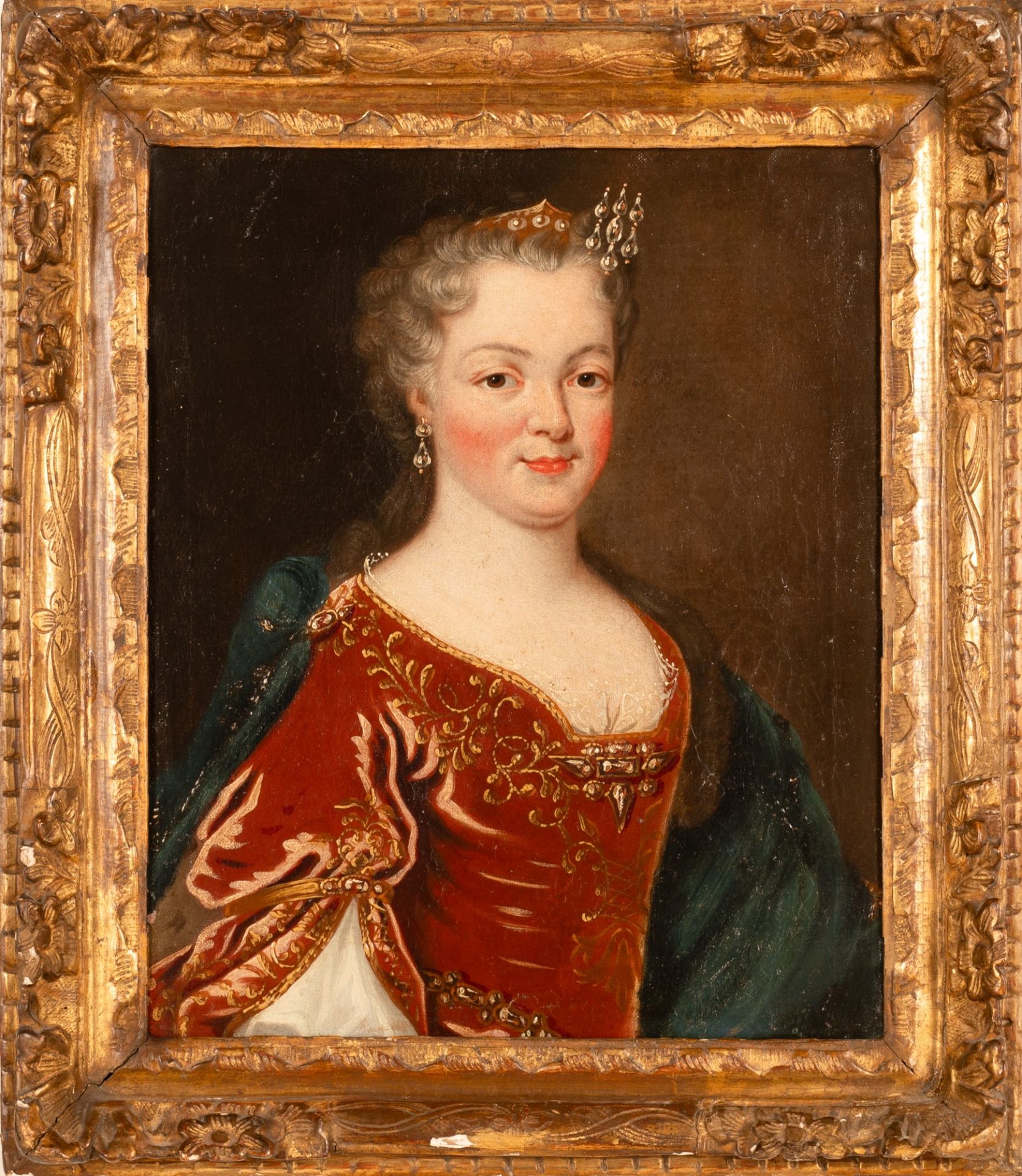 Coppia di dipinti olio su tela raffiguranti Luigi XV di Borbone e la regina consorte Maria Leszczyns - Bild 16 aus 18