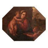 Madonna con Bambino e un angelo che offre cesta di frutta