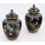 Coppia di vasi cloisonnet con coperchio. Cina, XX secolo