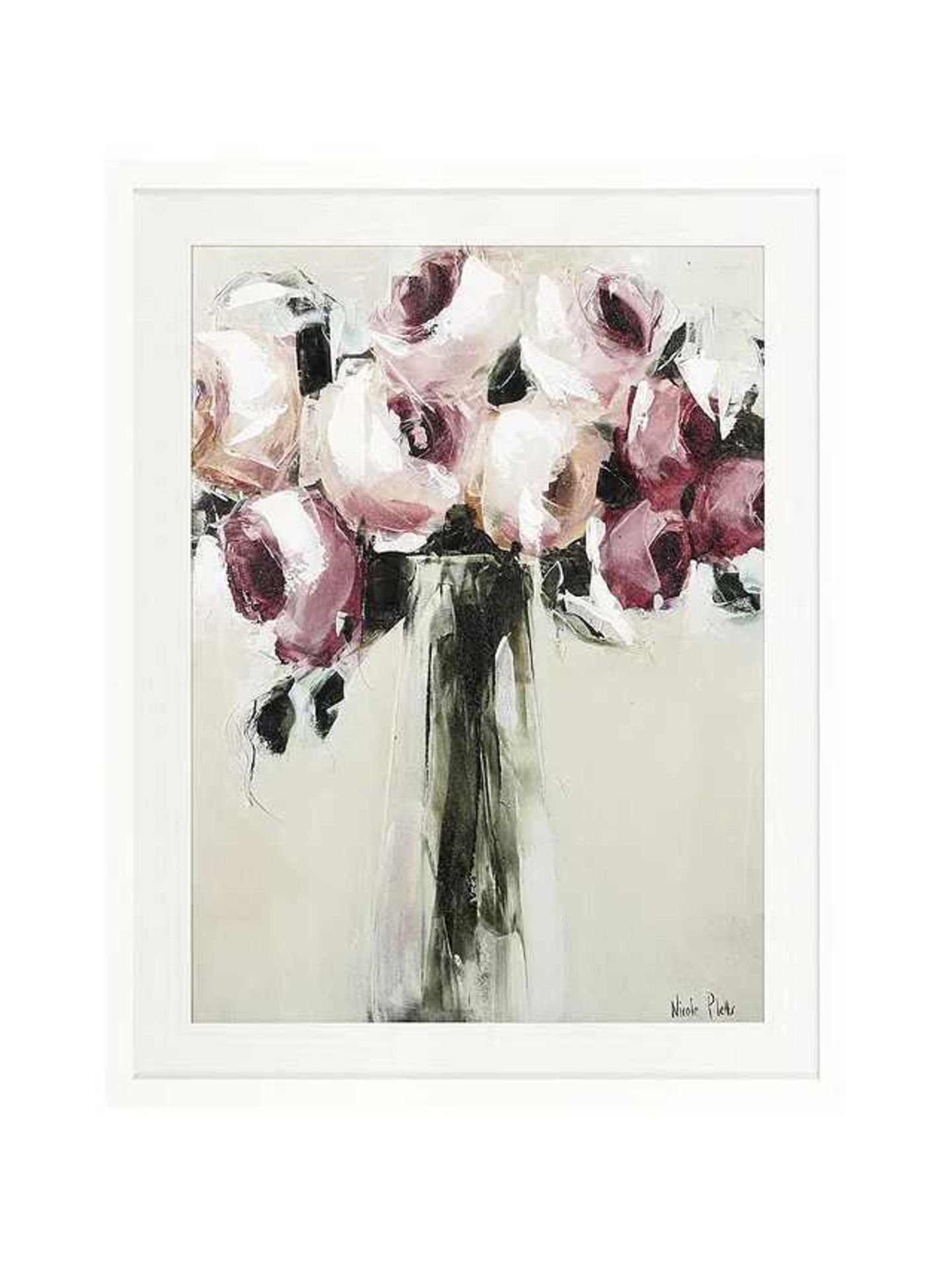 RRP £155 Nicole Pletts - Pink Roses Embellished Framed Canvas Print, 96 X 76Cm