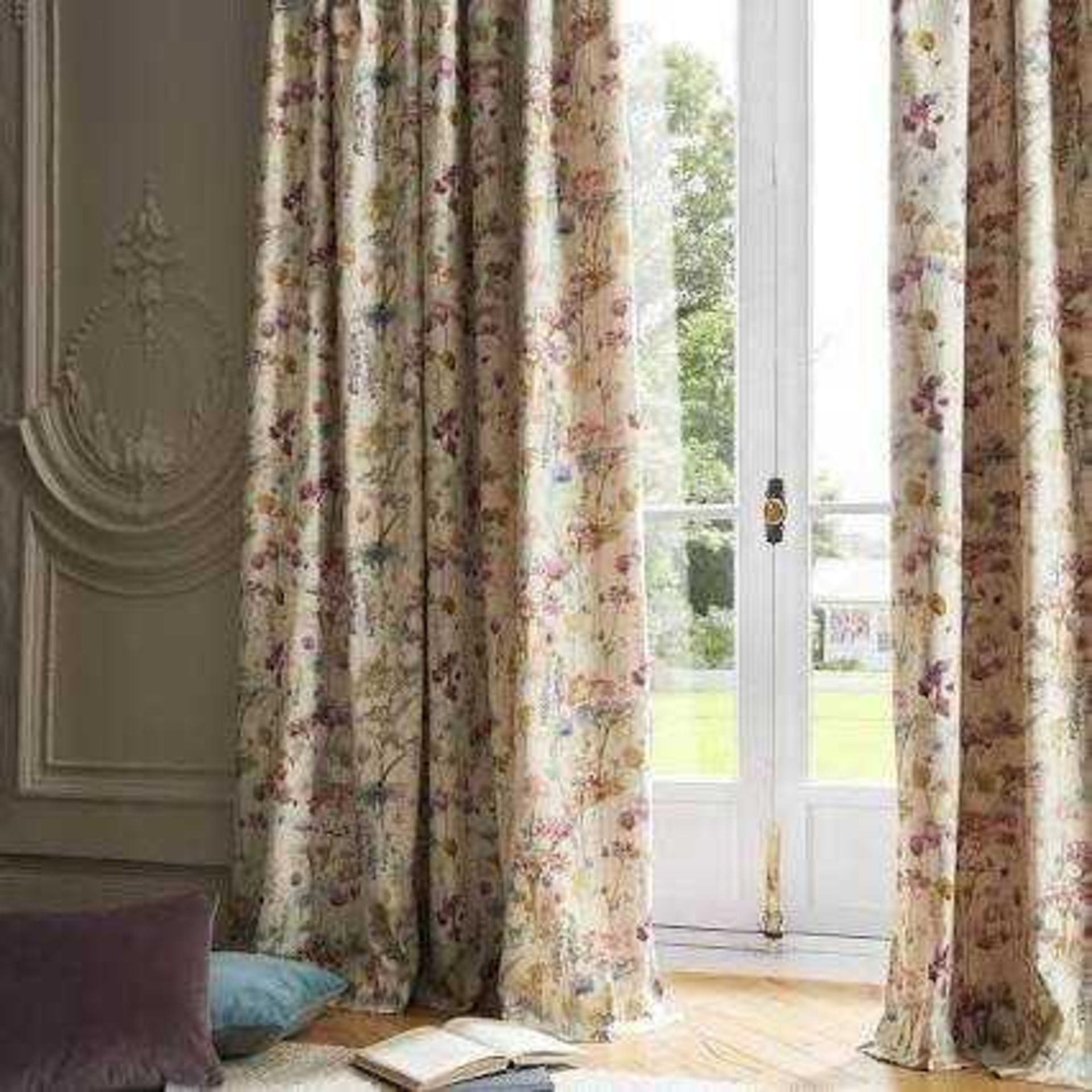 RRP £120 Bagged Pair Of Voyage Maison 229X137Cm Ilinizas Poppy Pencil Pleat Curtains