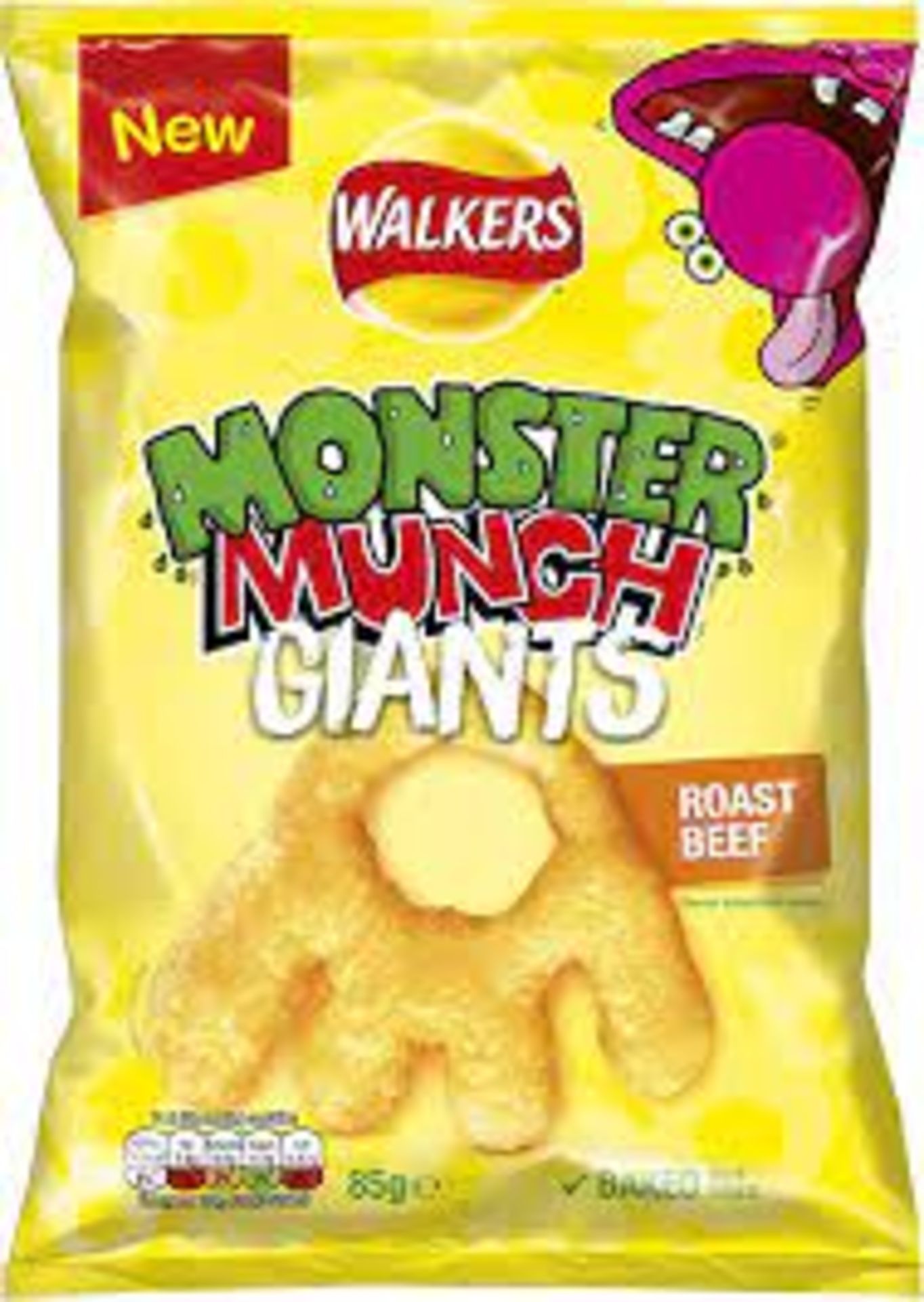 RRP £468 (Approx. Count 12) spW42h1784b Walkers Monster Munch Giants Roast Beef 85g (Case of 8),