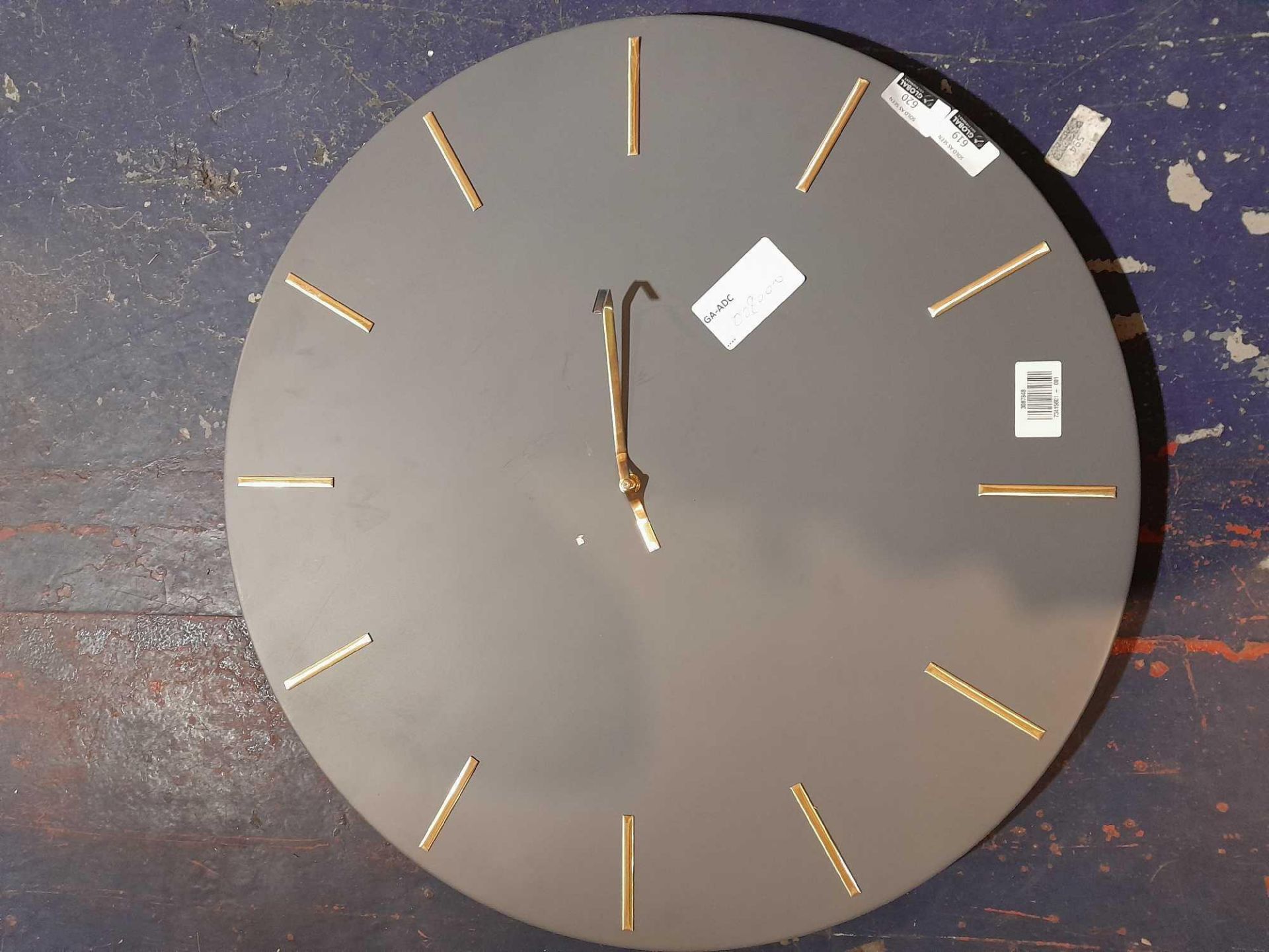 RRP £160 Lot To Contain 2 Unboxed John Lewis Large Arne Wall Clock, 60Cm, Brass/Grey - Image 2 of 2