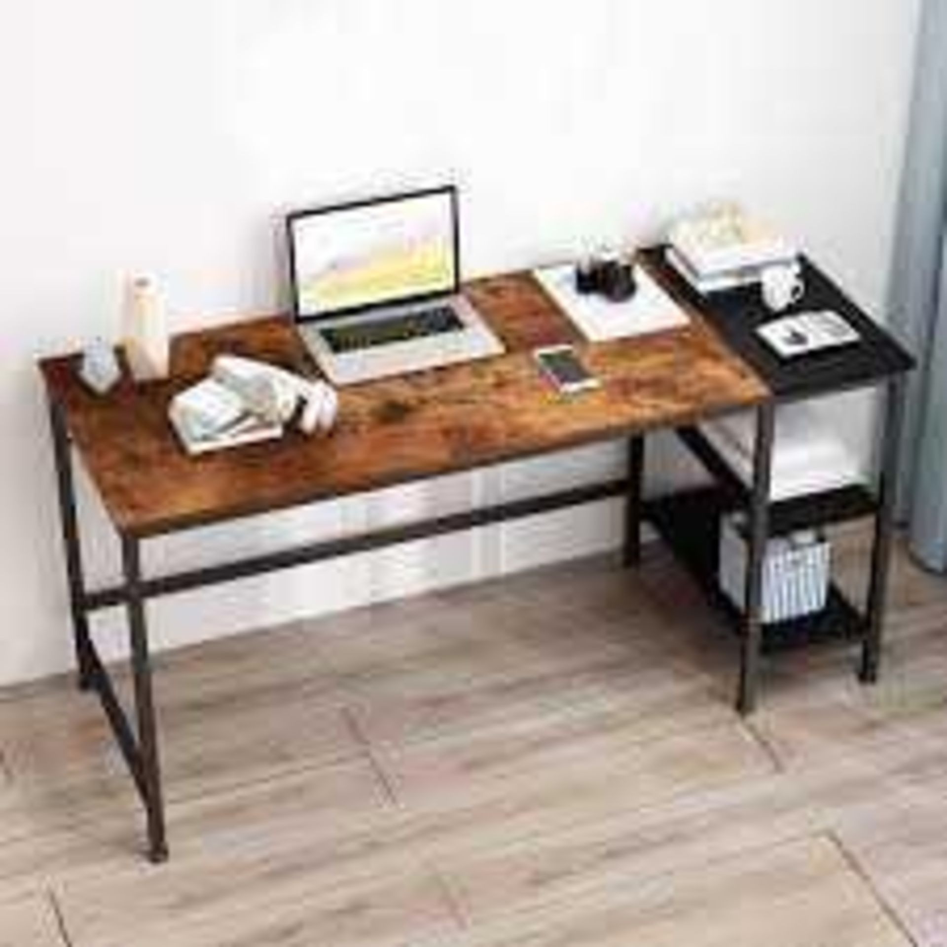 RRP £240 Boxed Joiscope Computer Desk, Desk With Shelves, Laptop Table, Study Table, Writing Desk, I