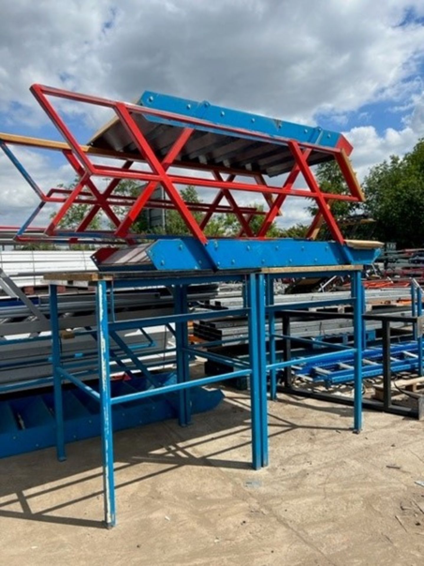 RRP £2400 Lot To Contain Mezzanine Floor Staircase 2.8M Finished Height With Middle Platform.