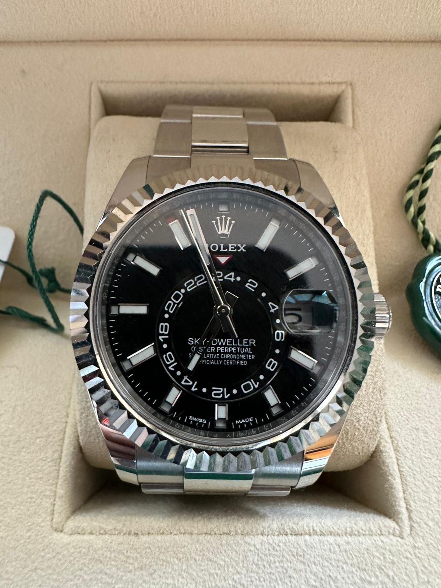 RRP £19000 Stainless Steel Rolex Sky Dweller. 42Mm Withblack Dial And Fluted Bezel On An Oyster Brac - Image 10 of 13