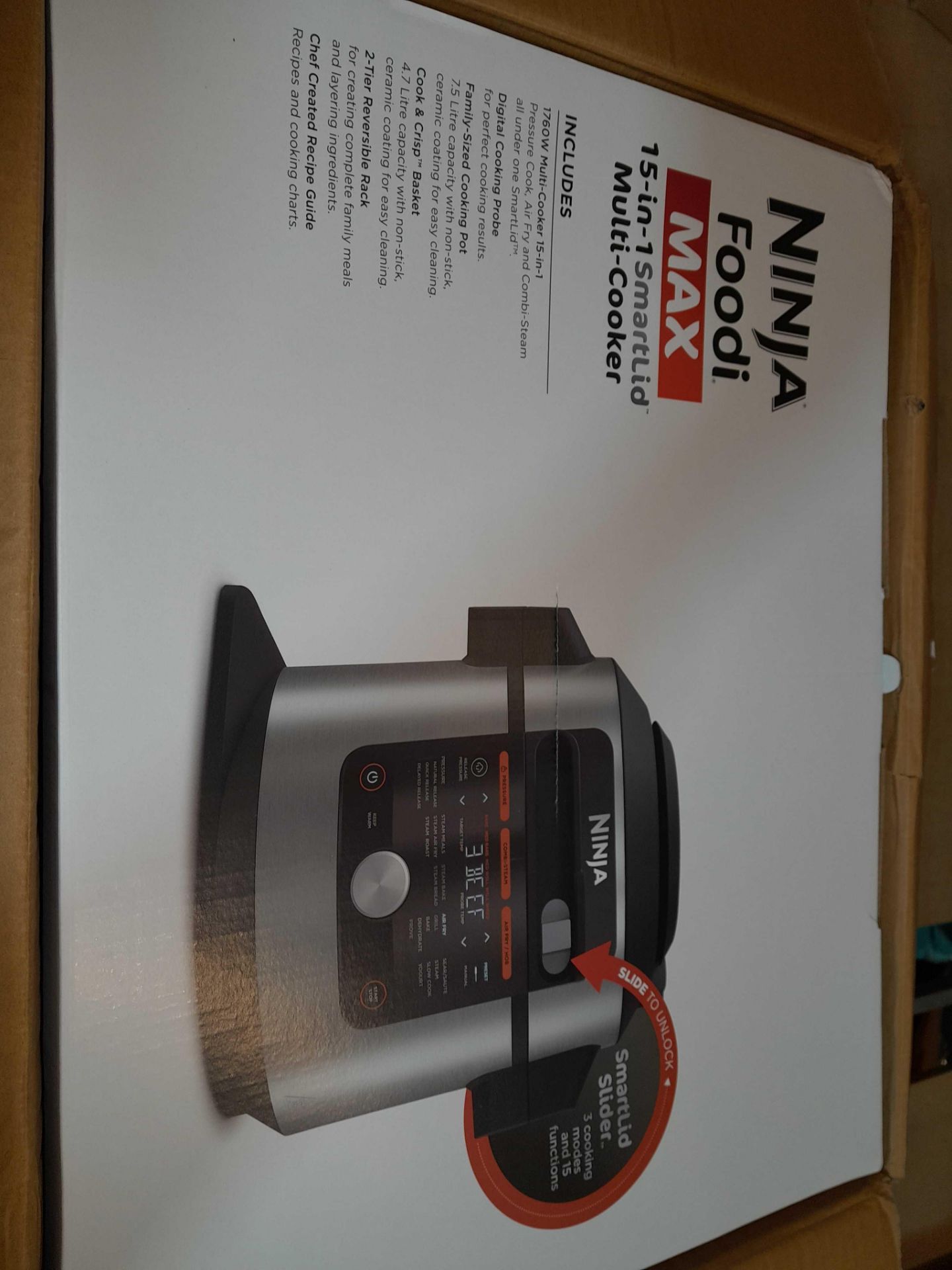 RRP £370 Boxed Ninja Foodi Smart lid 7.5L 15 In 1 Multi Cooker & Air Fryer Ol750Uk - Image 2 of 2