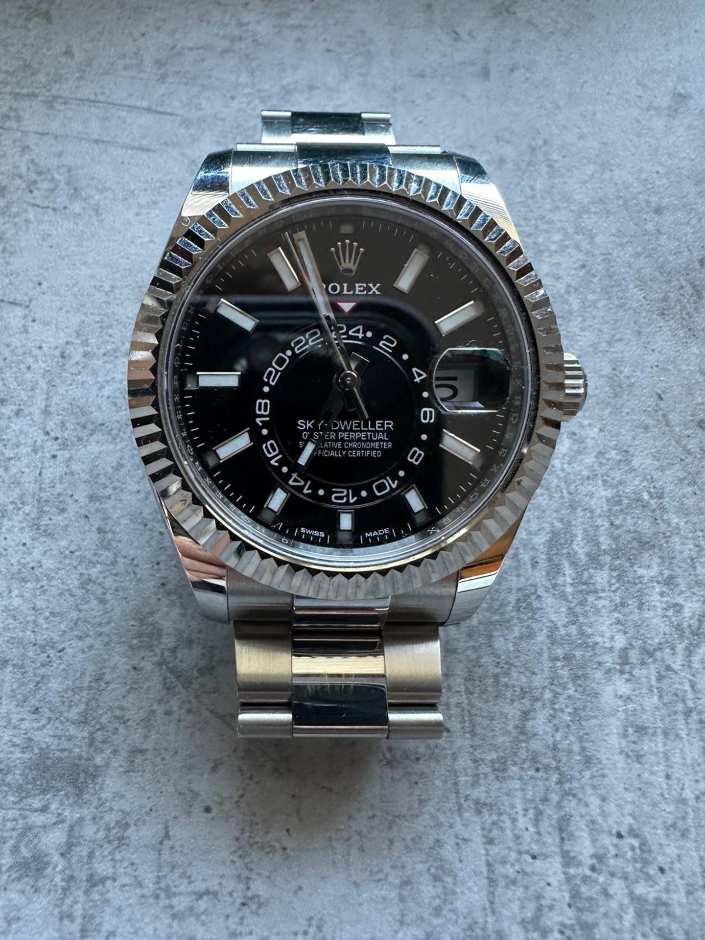 RRP £19000 Stainless Steel Rolex Sky Dweller. 42Mm Withblack Dial And Fluted Bezel On An Oyster Brac - Image 4 of 13