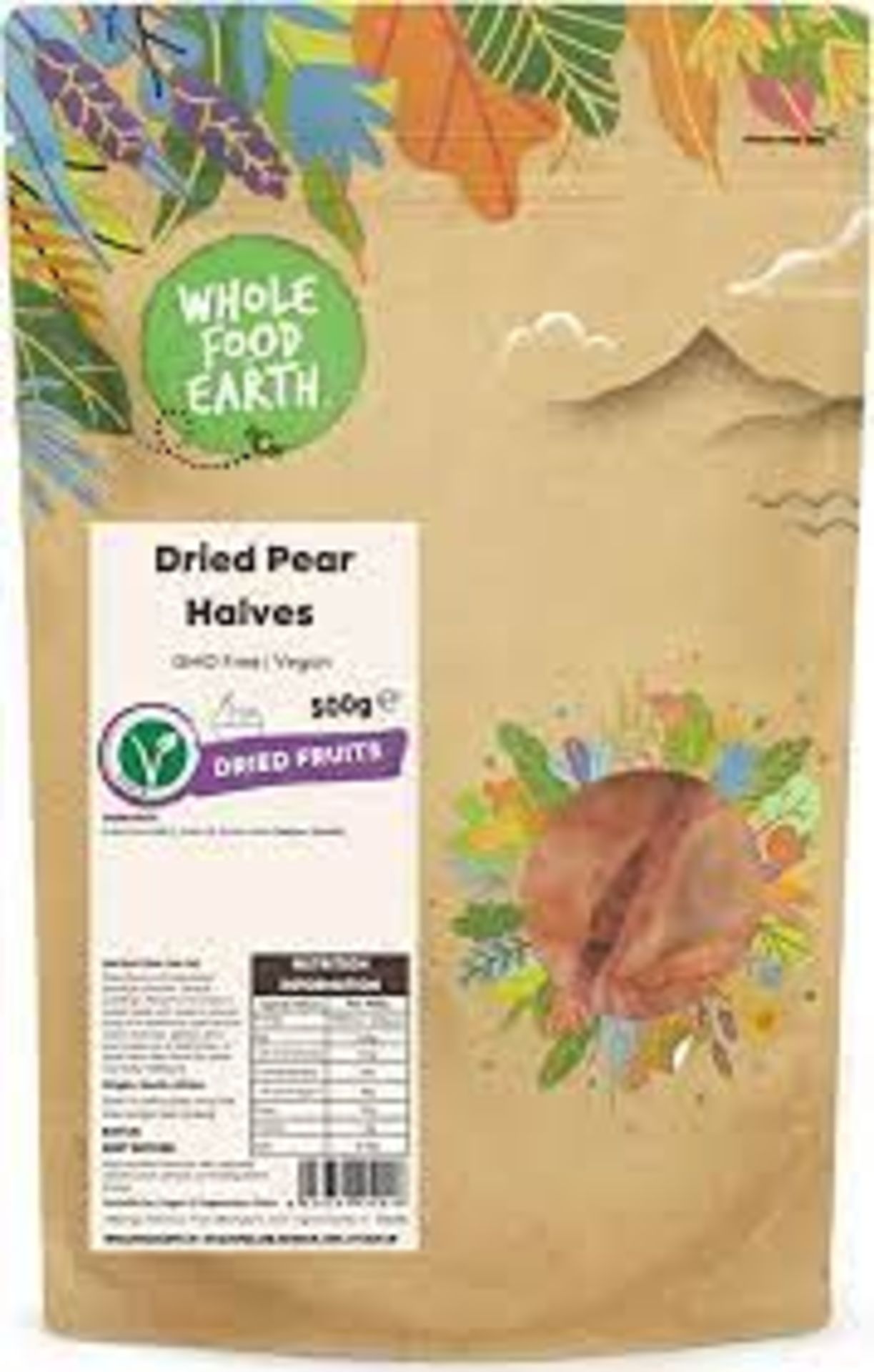 RRP £2385 (Approx. Count 333) spW37d2105J Wholefood Earth Dried Pear Halves 500g | GMO Free |