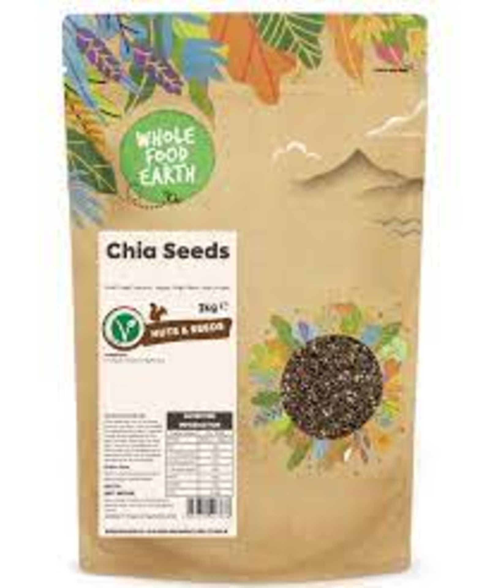 RRP £2307 (Approx. Count 92) spW37c7815t Wholefood Earth Chia Seeds 2kg | GMO Free | Natural | Vegan