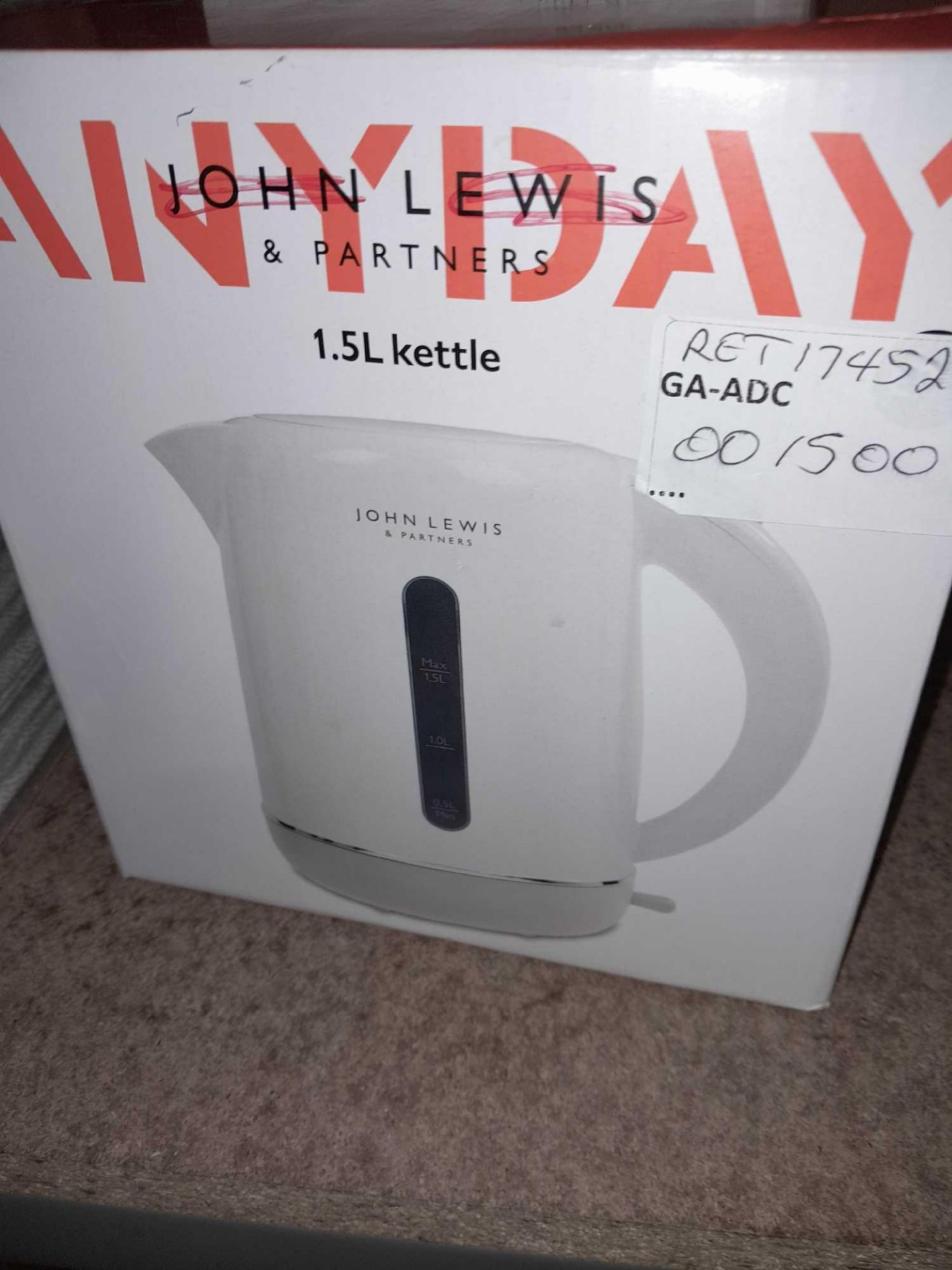 RRP £105 Lot To Contain X3 John Lewis Kettles Including - 1.7L Kettle Coated Stainless Steel, John L - Image 3 of 4