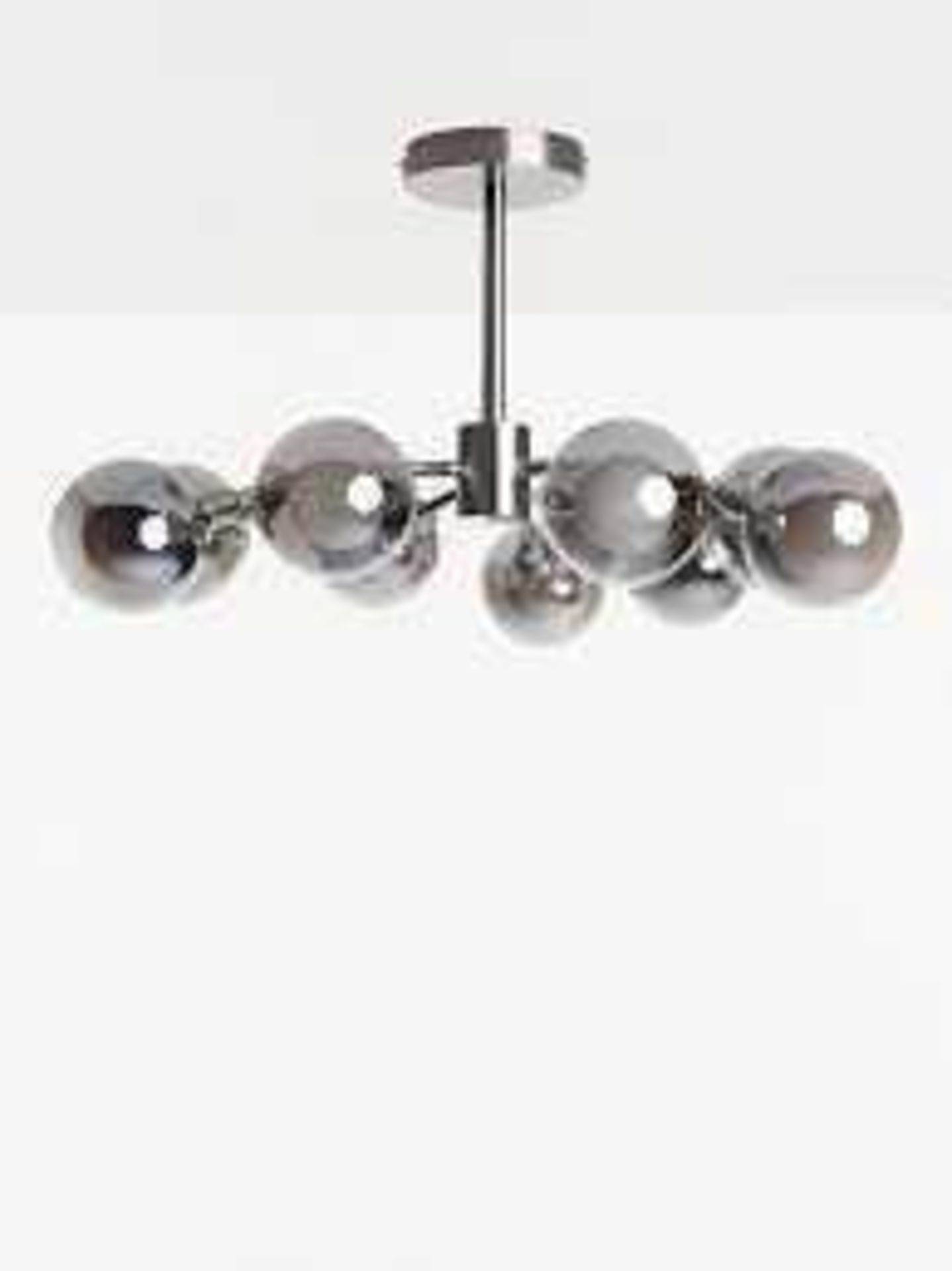 RRP £225 John Lewis Huxley 9 Light Semi Flush Smoked Glass , Brushed Steel