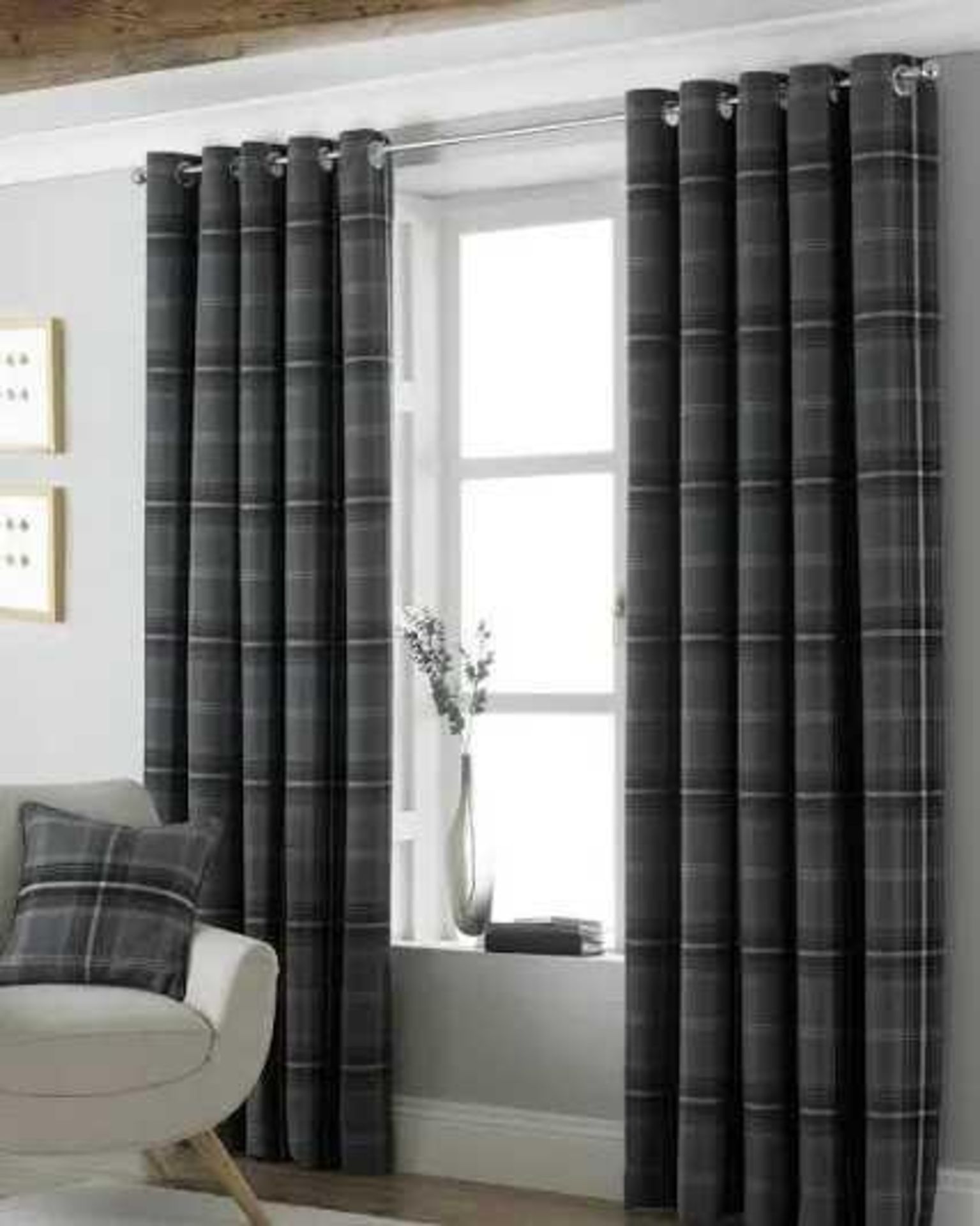 RRP £120 Lot Includes Bagged Grey Aviemore Grey Curtains (229Ãî183)(H)(New)