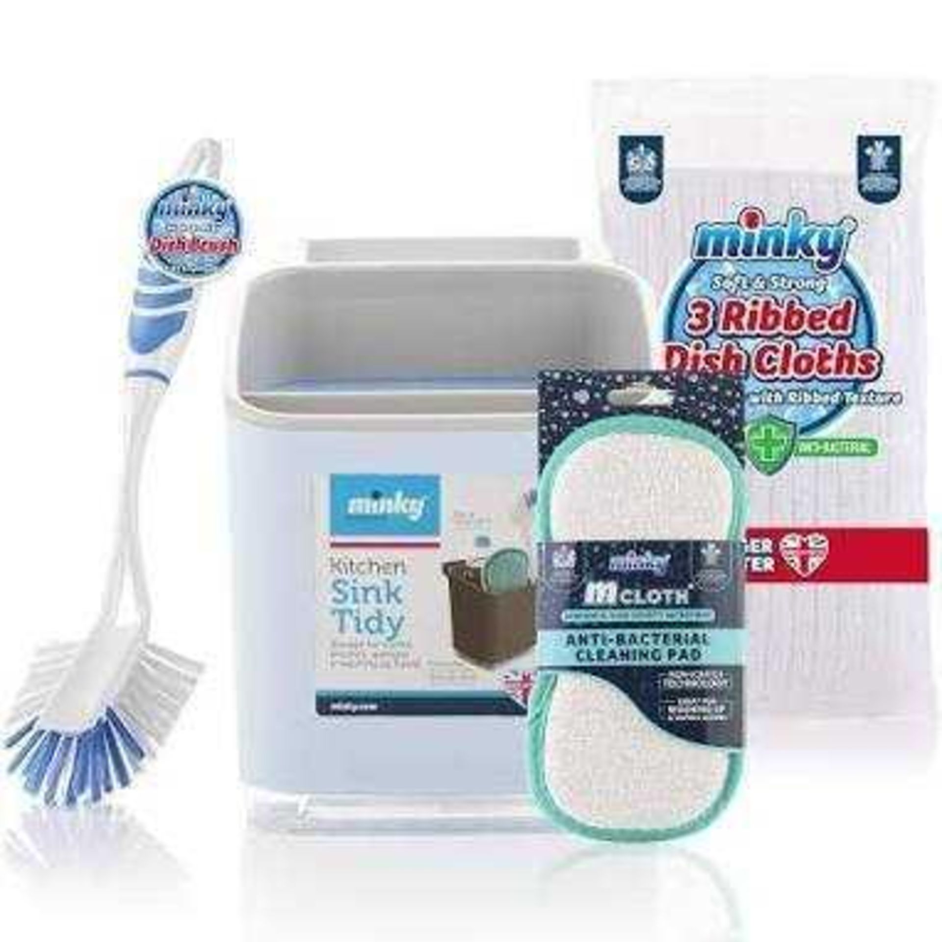 RRP £80 X4 Minky Sink Tidy Cleaning Set Blue