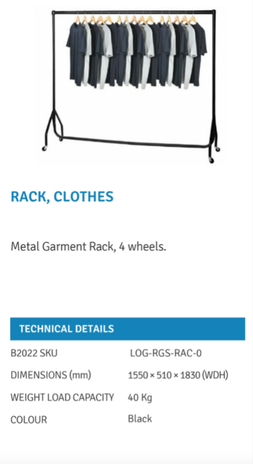 RRP £140 Lot To Contain 2 Clothes Rack (Condition Reports Available On Request)(Pictures For