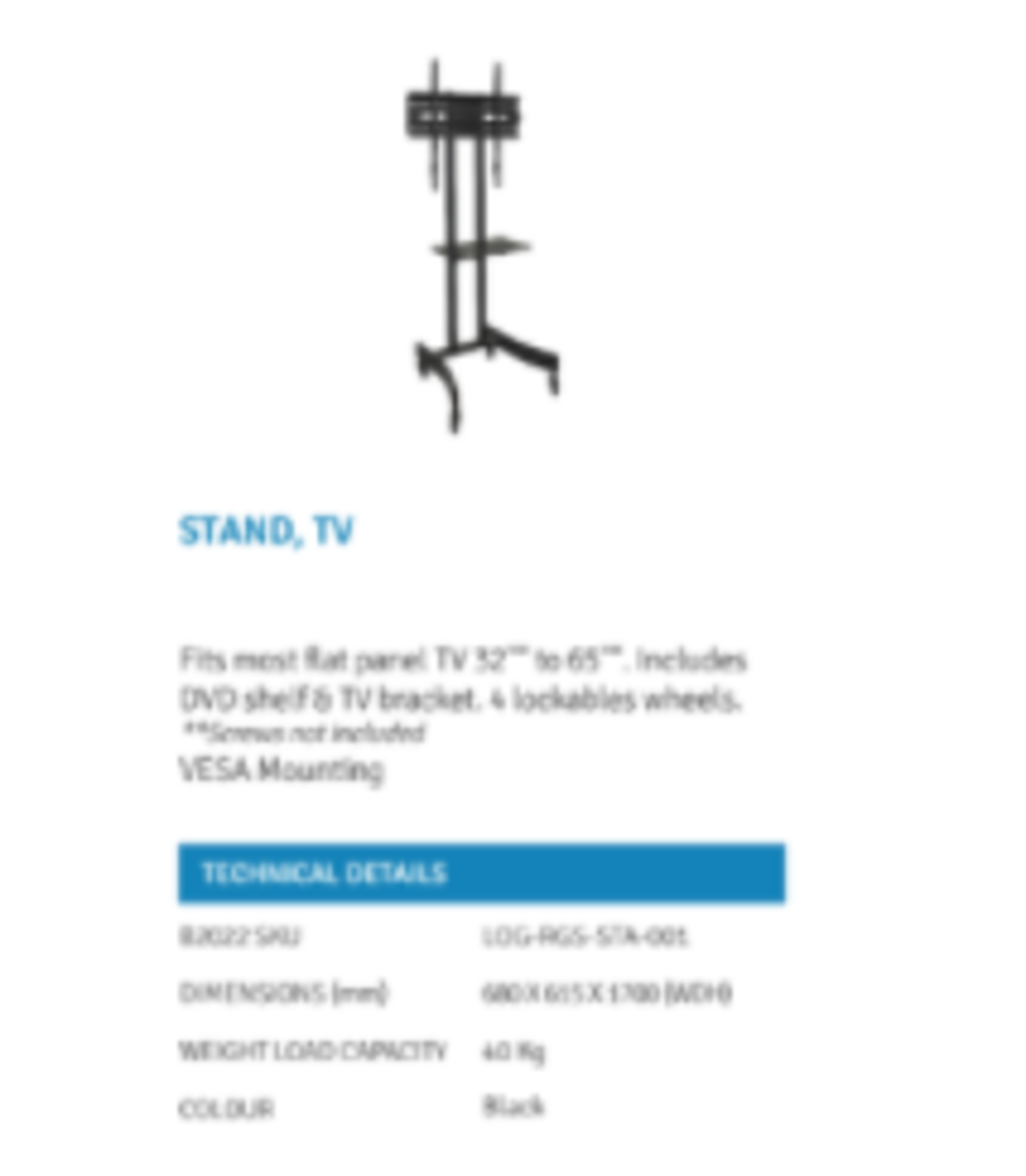 RRP £90 Lot To Contain 1X Boxed Tv Stand (Condition Reports Available On Request)( Pictures Are