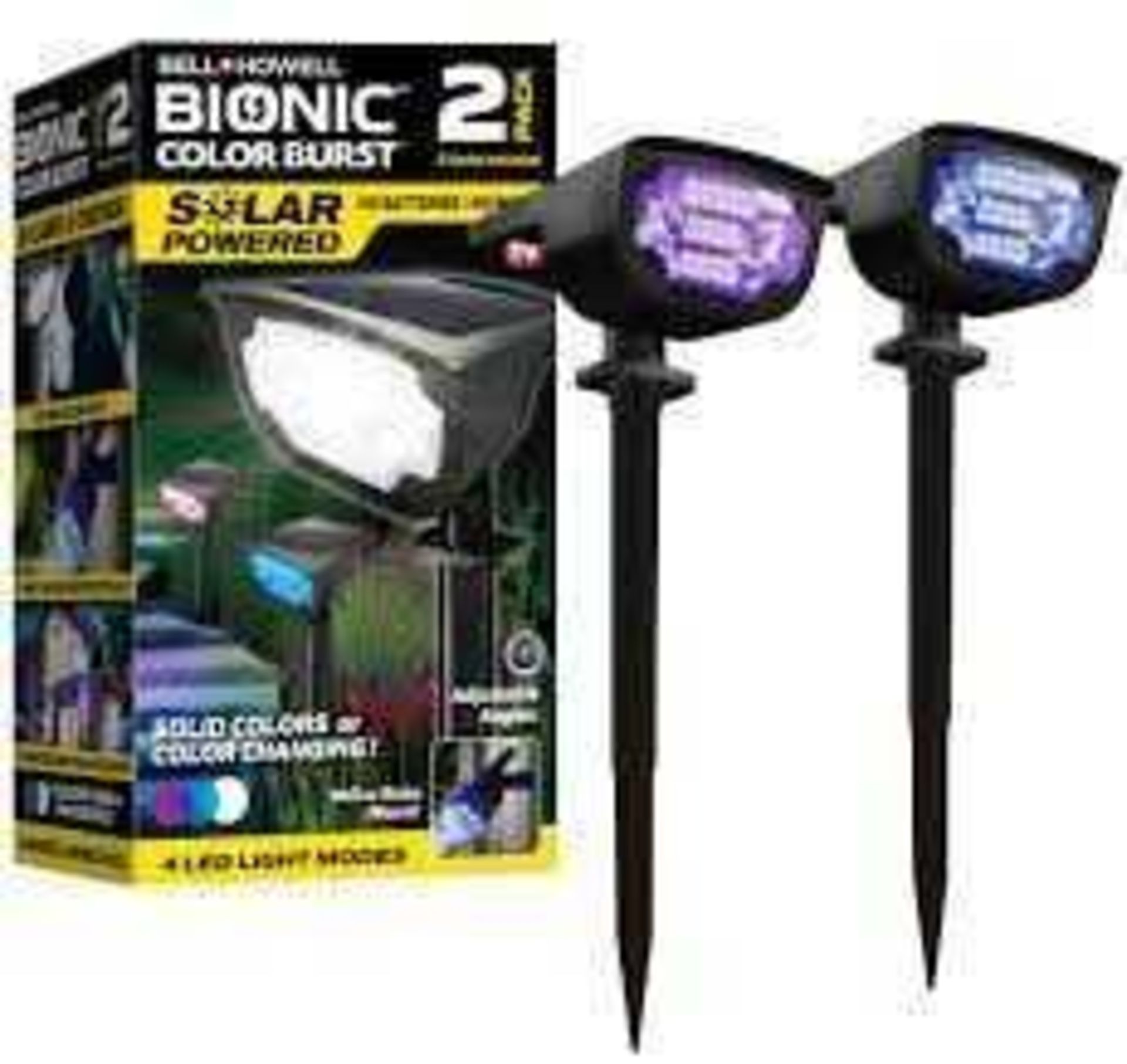 RRP £110 Lot To Contain Bell Howell Bionic Colour Burst Solar Powered , Bell Howell Table Lamp (Used