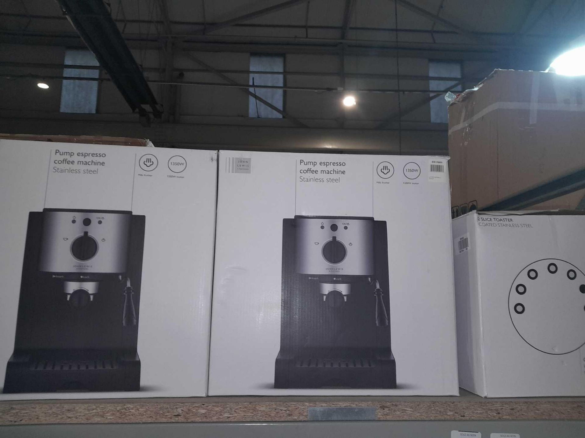 RRP £185 Lot To Contain 2 John Lewis Espresso Coffee Machines & A 2 Slice Toaster - Image 5 of 6