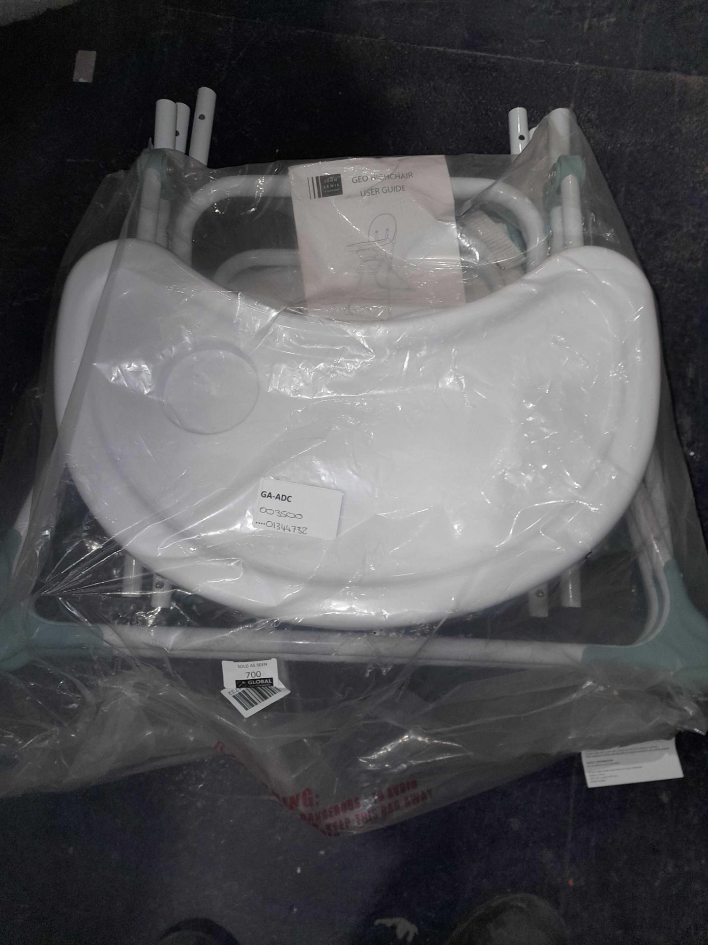 RRP £200 lot to contain john Lewis high chair x2 , baby wooden gate x2 , potty in white x2 &soft tra - Image 2 of 5