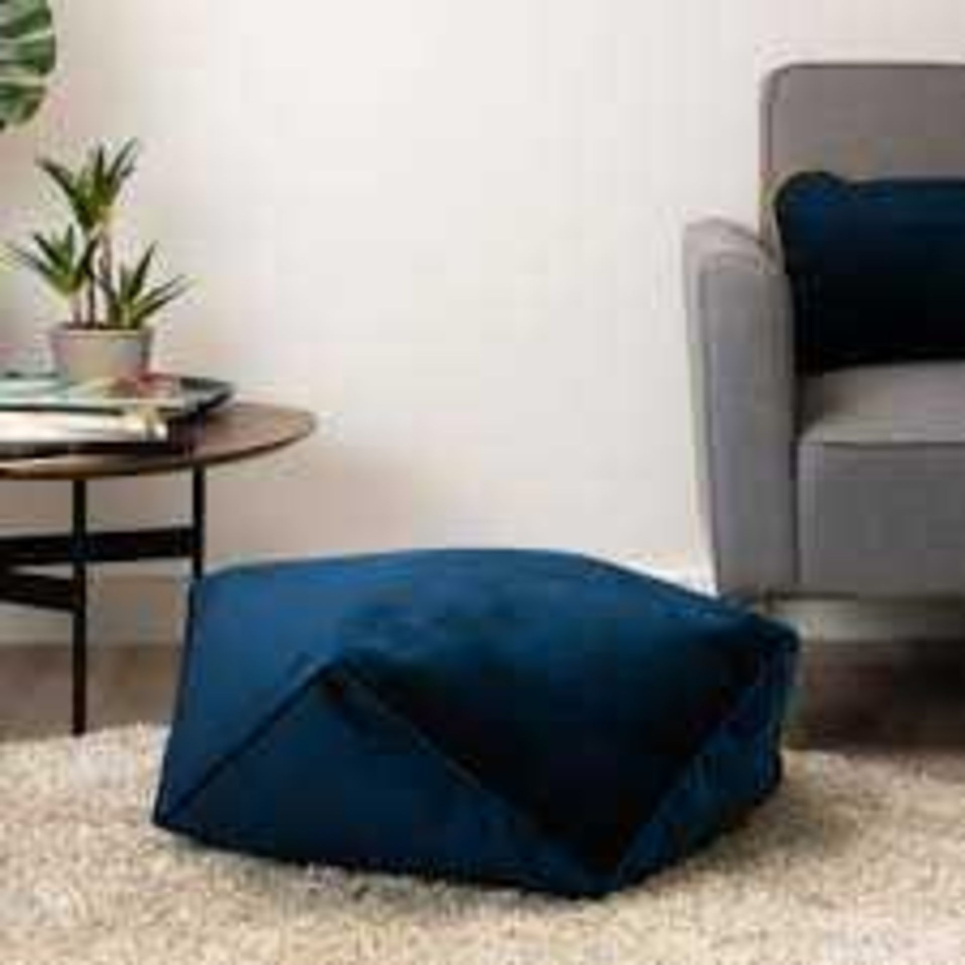 RRP £220 Lot To Contain Edinboro 71Cm Wide Velvet Pouffe, Carpet Cowhide Beige, Jayda Tieback In Gol - Image 2 of 4