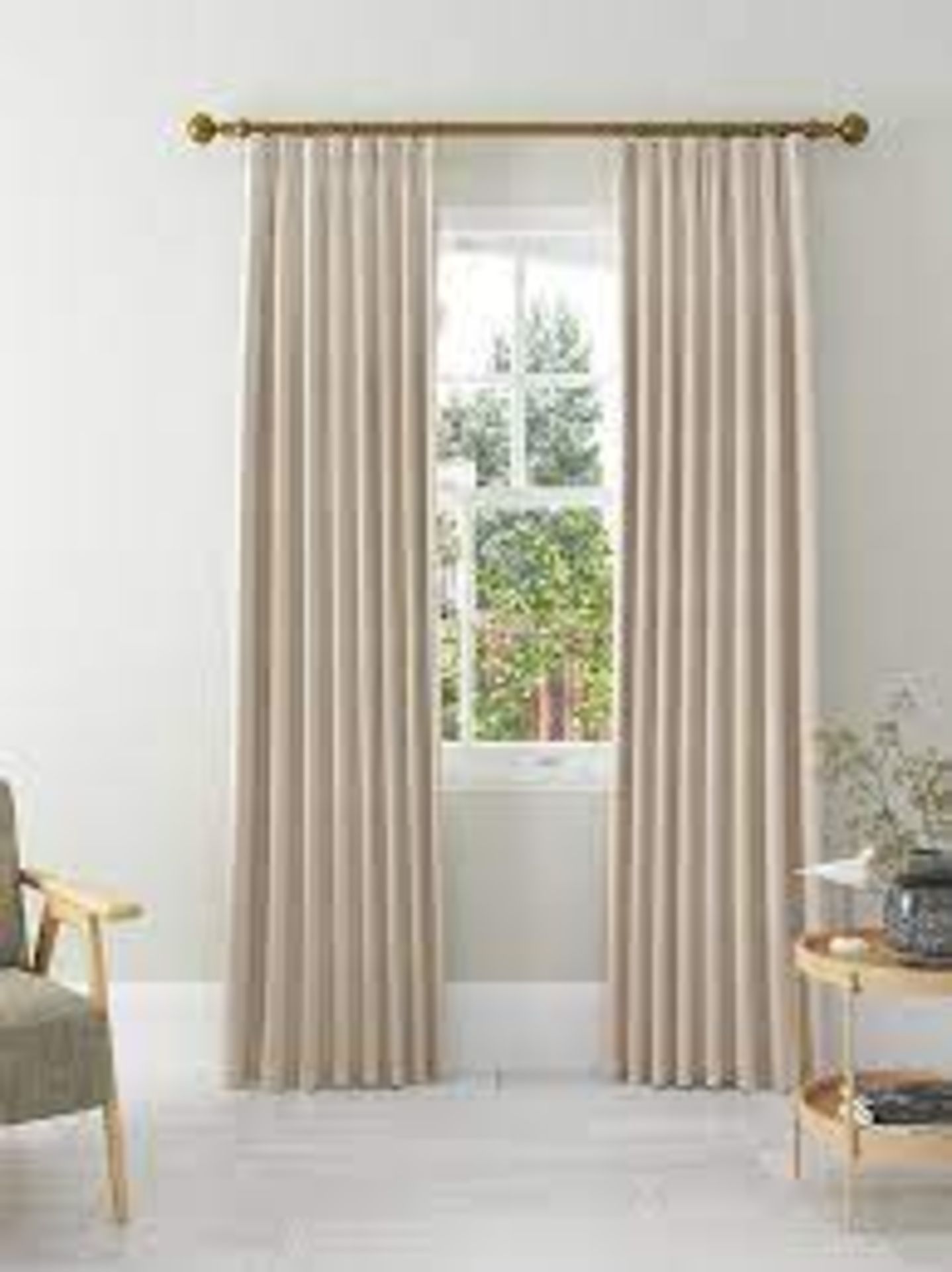 RRP £200 lot to contain pencil pleat curtains herringbone stripe marshmallow