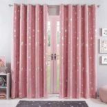 RRP £100 Lot To Contain Makhmal Bedspread In King Size Mustard , Pink Star Eyelet Curtains -No Measu