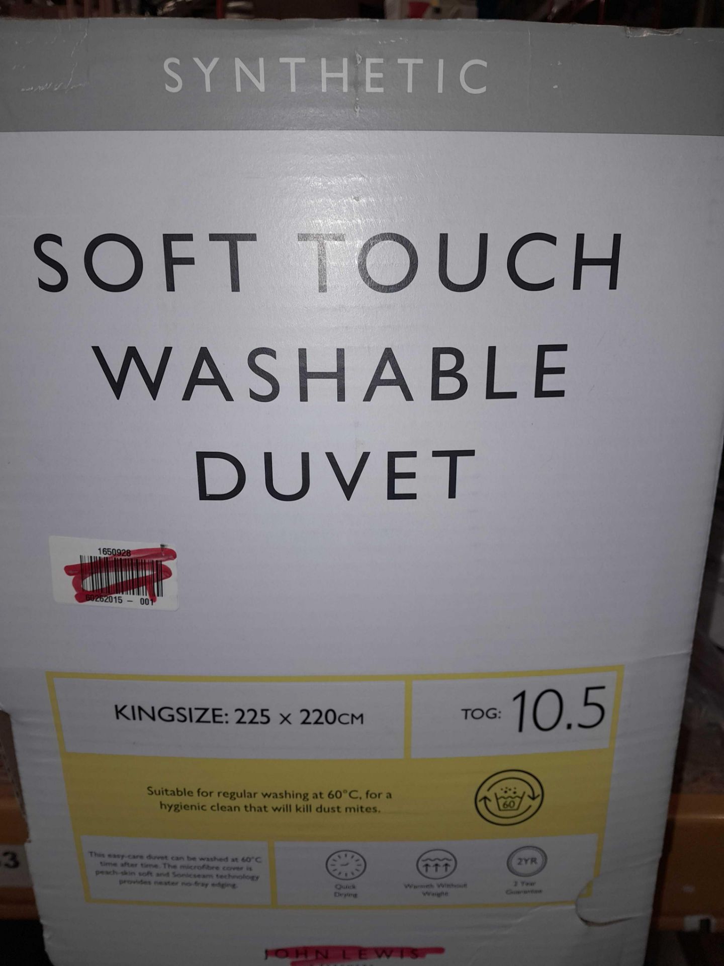 RRP £105 John Lewis Synthetic King-Size Washable Duvet - Image 2 of 3