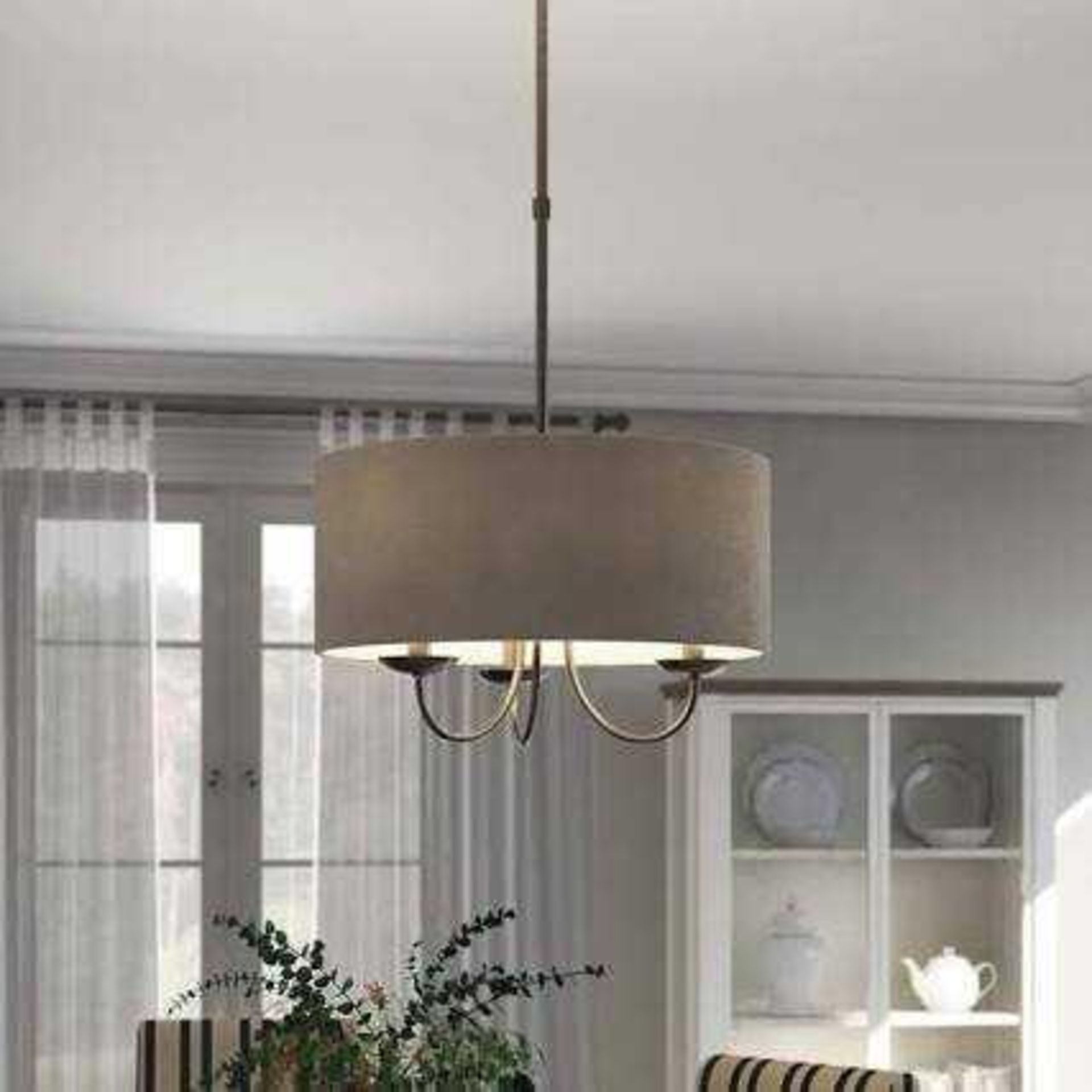 RRP £145 X1 Centerville 3-Light Drum Chandelier Three Posts Fixture Finish: Antique Brass