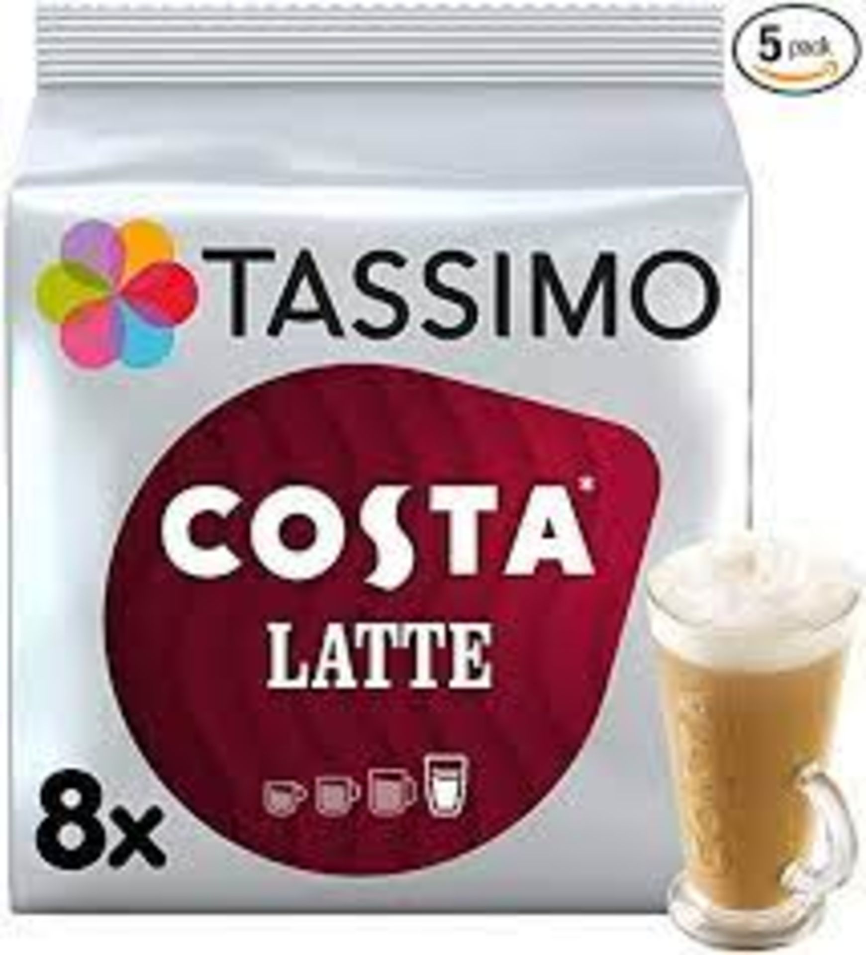RRP £3230 (Approx. Count 138) spW57n5904W 102 x Tassimo Costa Latte Coffee Pods x8 (Pack of 5, Total