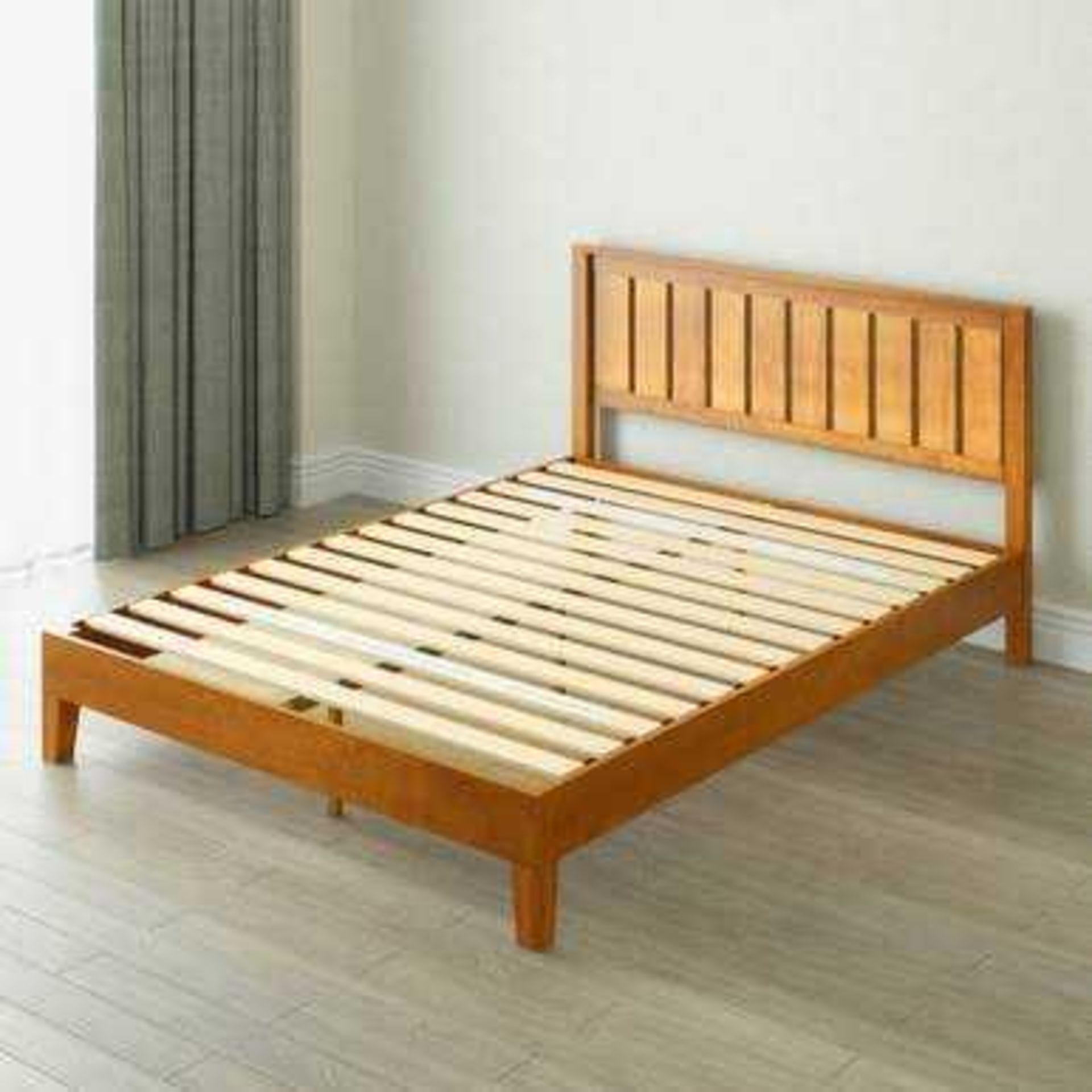 RRP £180 A Boxed Zinus 12" Deluxe Solid Wood Platform Bed
