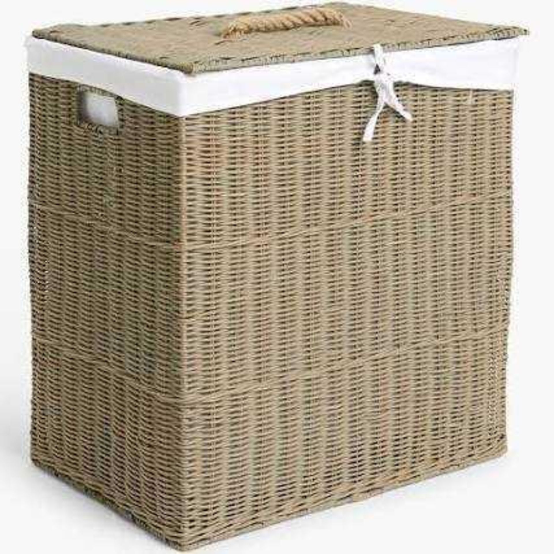 RRP £130 A Lot To Contain X2 Items Including Boxed John Lewis Grey Rattan Laundry Basket