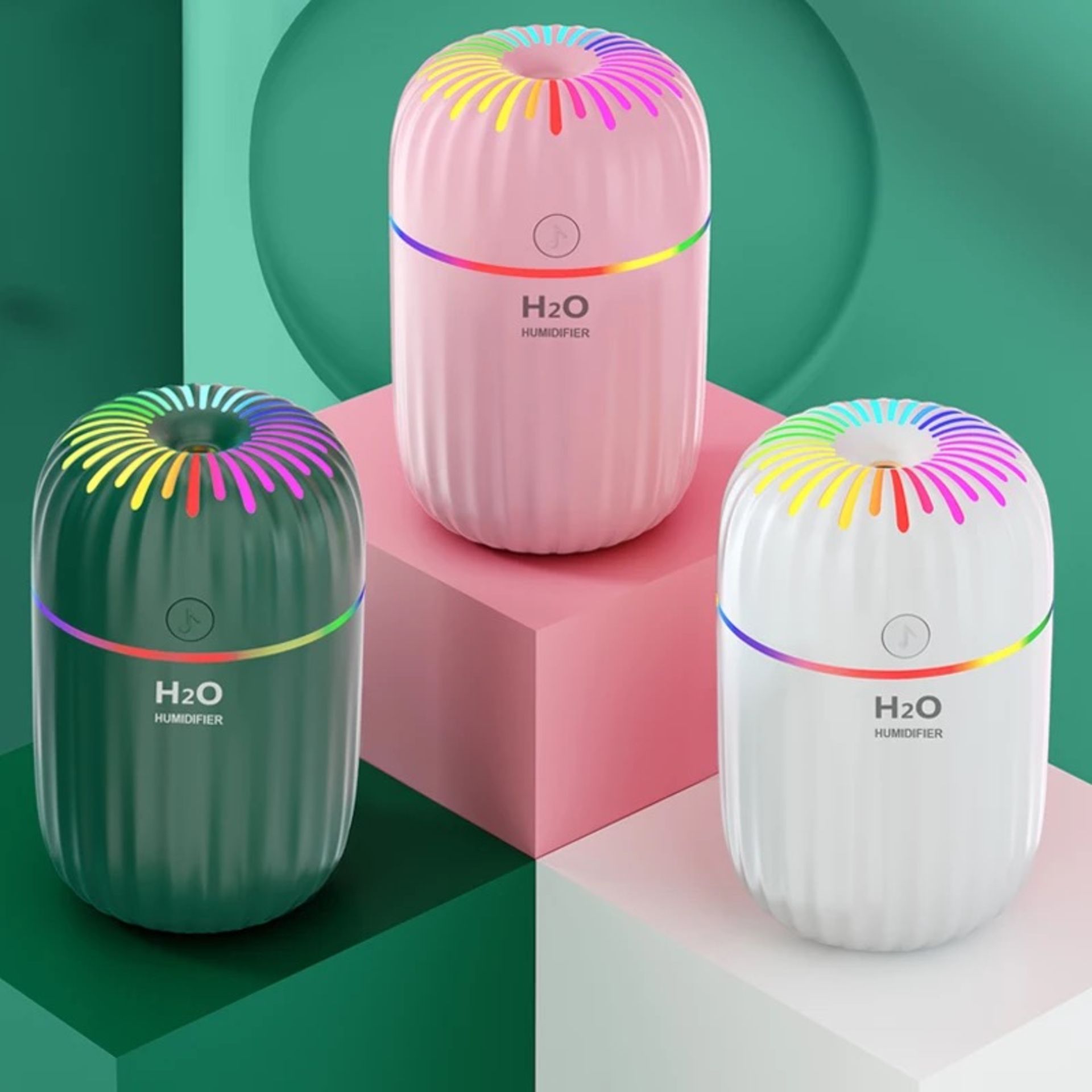 RRP £50 Lot To Contain 3 x Brand New Boxed Air Humidifier USB Portable Car Humidifier 300ml (Green,