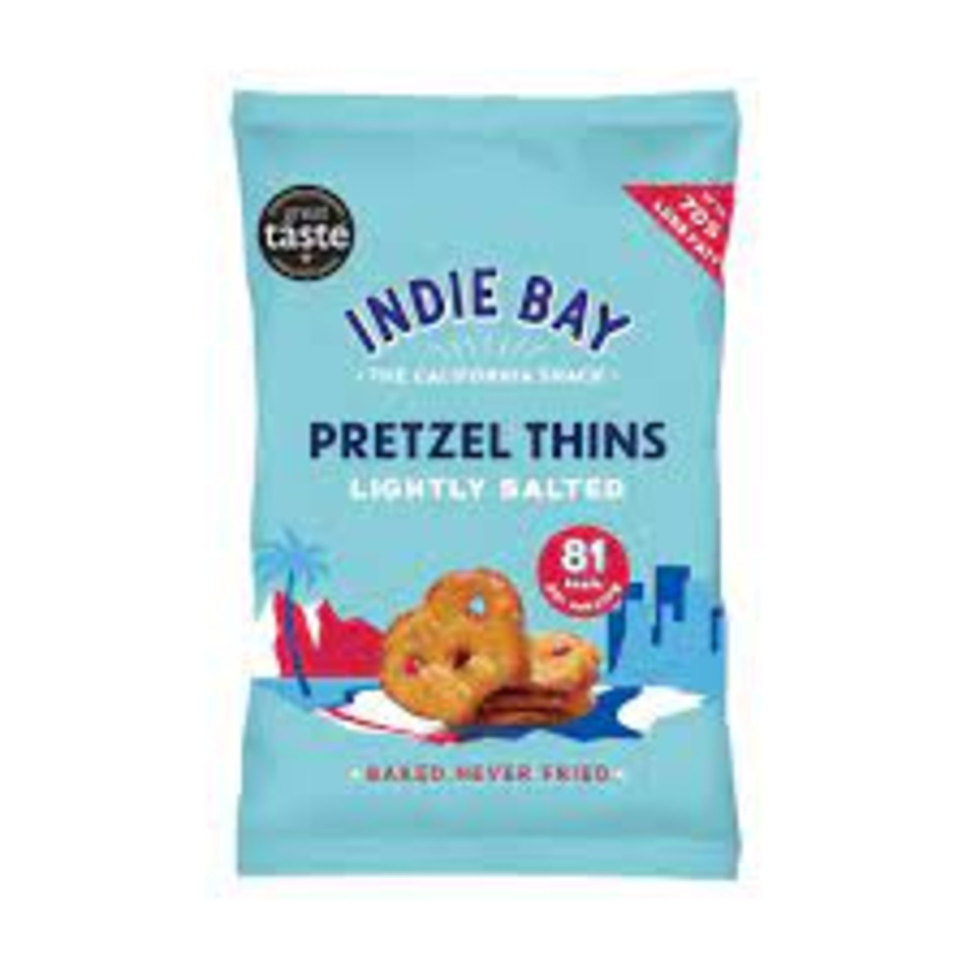 RRP £934 (Approx. Count 57) Spw53G5285P   21 X Indie Bay Snacks - Pretzel Thins Lightly Salted - 9 X
