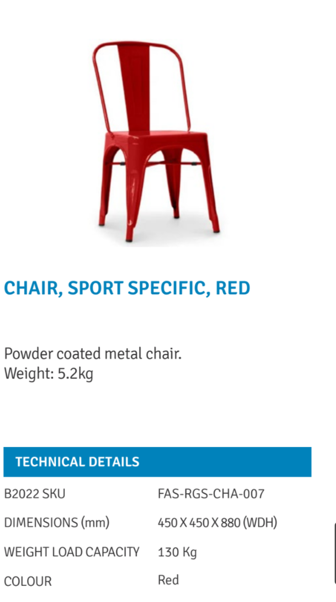 RRP £300 Lot To Contain Red & Blue Chairs (Approx Count 10) (Pictures Are For Illustration