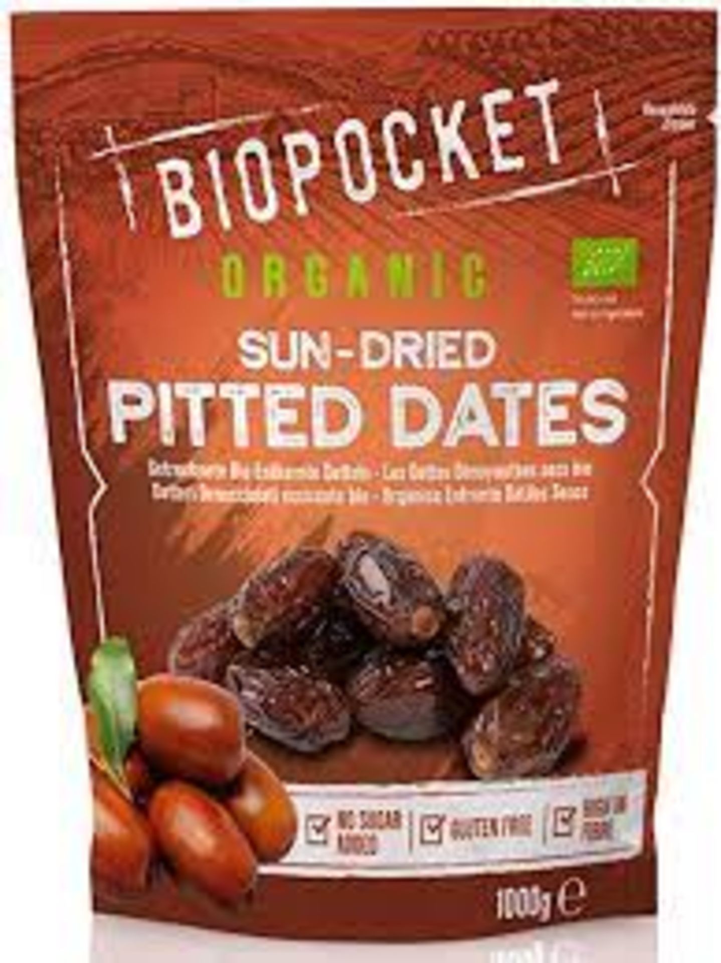 RRP £1572 (Approx. Count 96) spW33i6631H 90 x Biopocket Organic Dried Pitted Dates, 1000 g BBE 23/