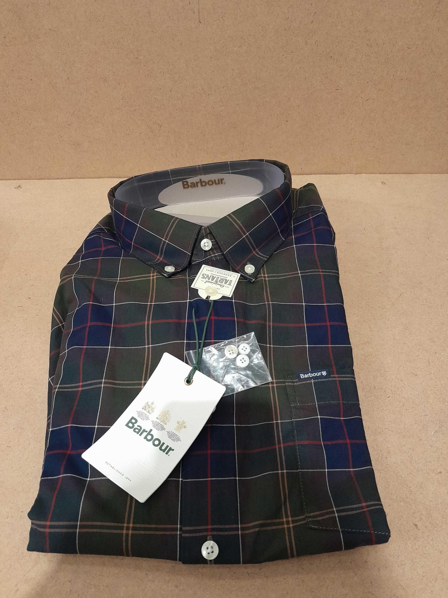 RRP £130 X2 Men's Barbour Tailored Fit Shirts Green Checkered Pattern Size Xl